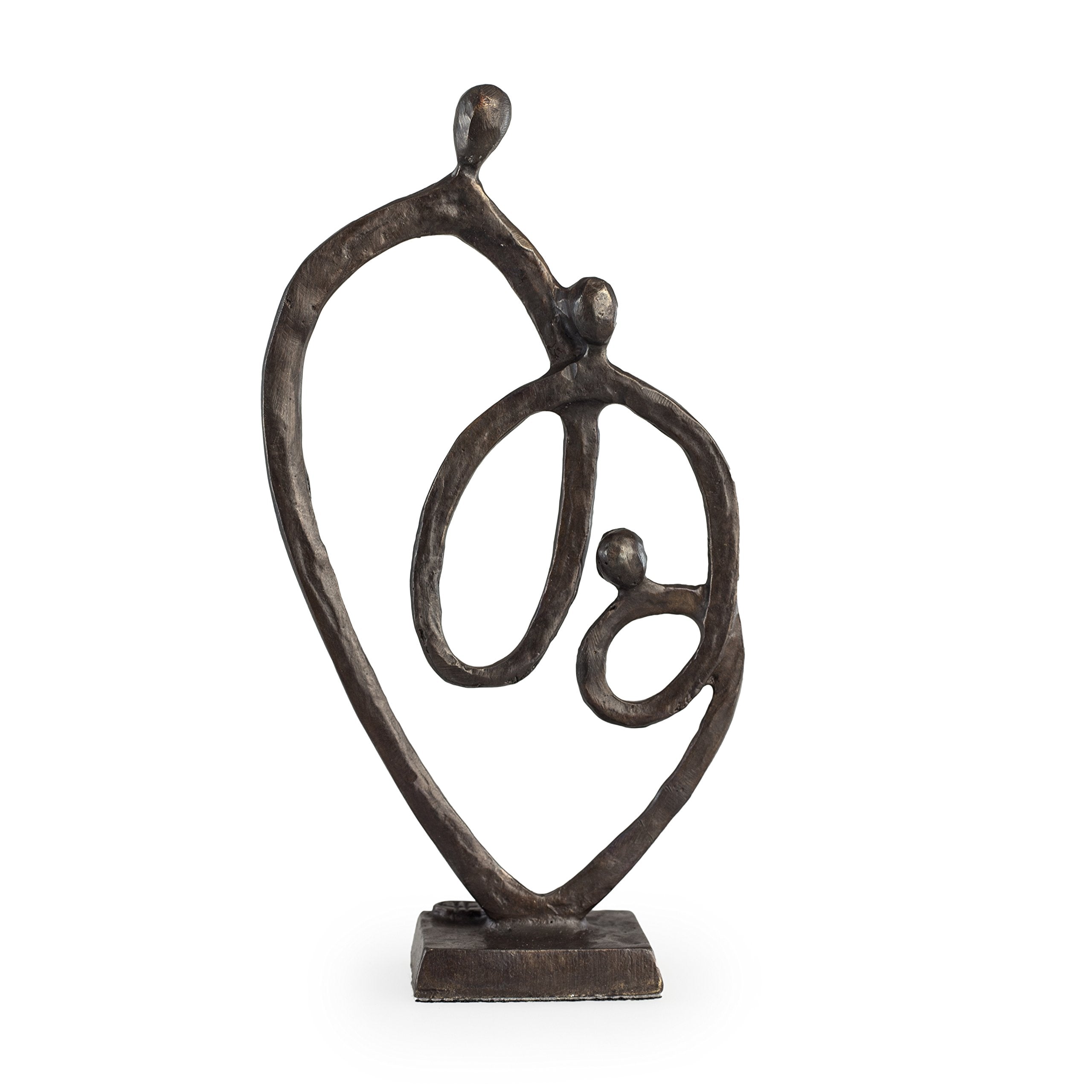 Danya B. Family of 3 Heart Ring of Love Sand-Casted Bronze Sculpture, Contemporary Decor for Home or Office, Gift for a Family o
