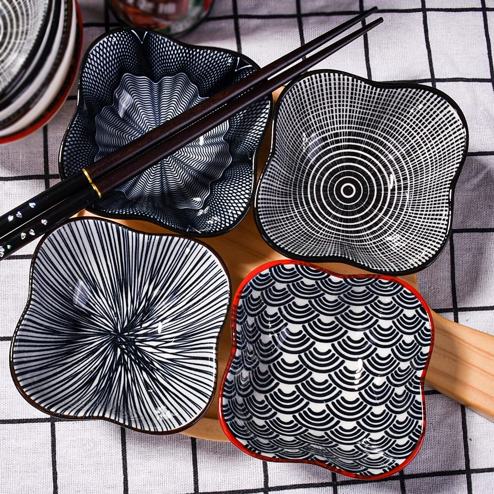 Whitenesser Dipping Bowls Set Of 4, Japanese Porcelain Soy Sauce Dish Bowl Seasoning Dishes Soy Dipping Sauce Dishes (Hx)