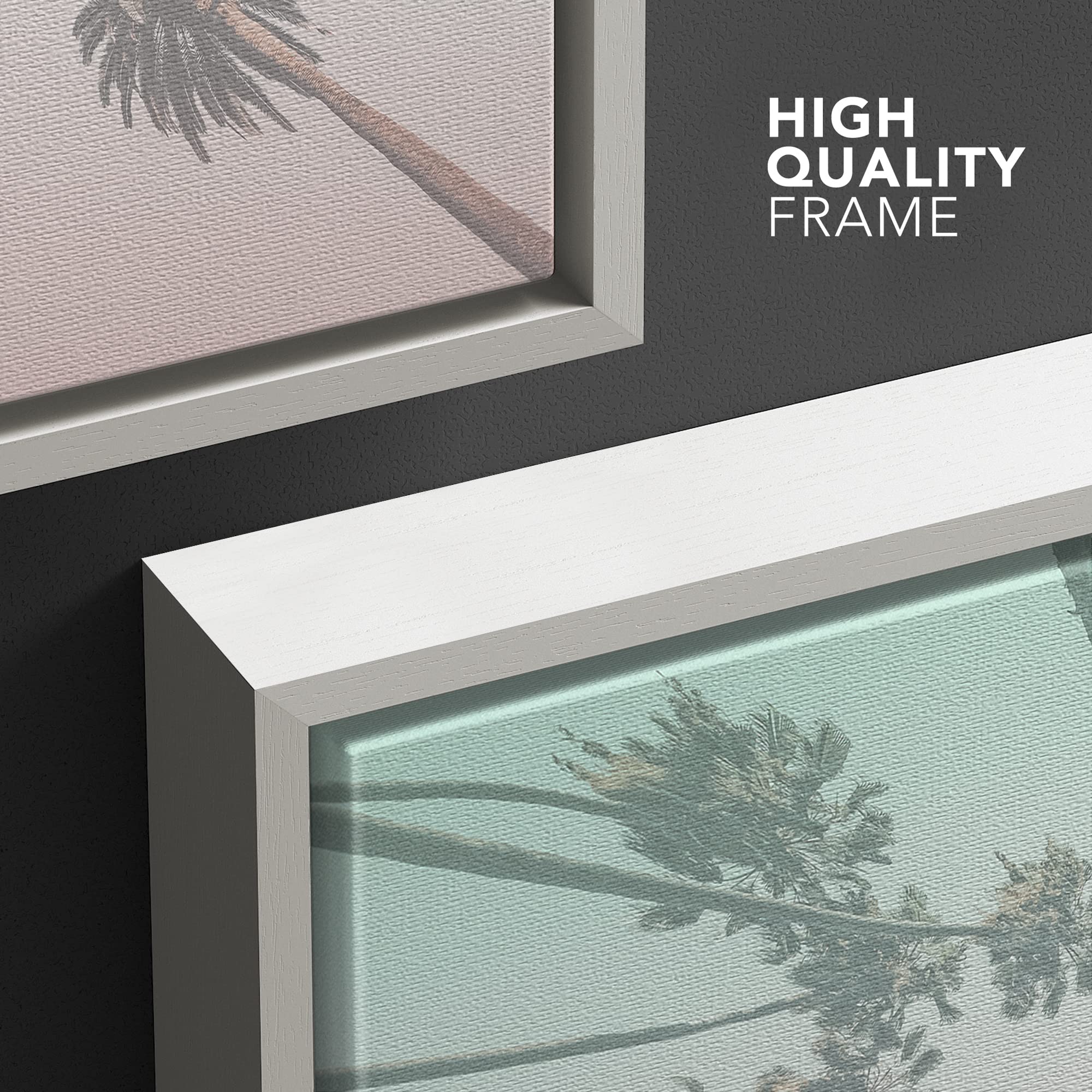 wall26 Framed Canvas Print Wall Art Duotone Teal & Pink Los Angeles Palm Trees Architecture & Maps Cities Photography Realism Scenic Colorful for Living Room  Bedroom  Office - 24''x36'' White