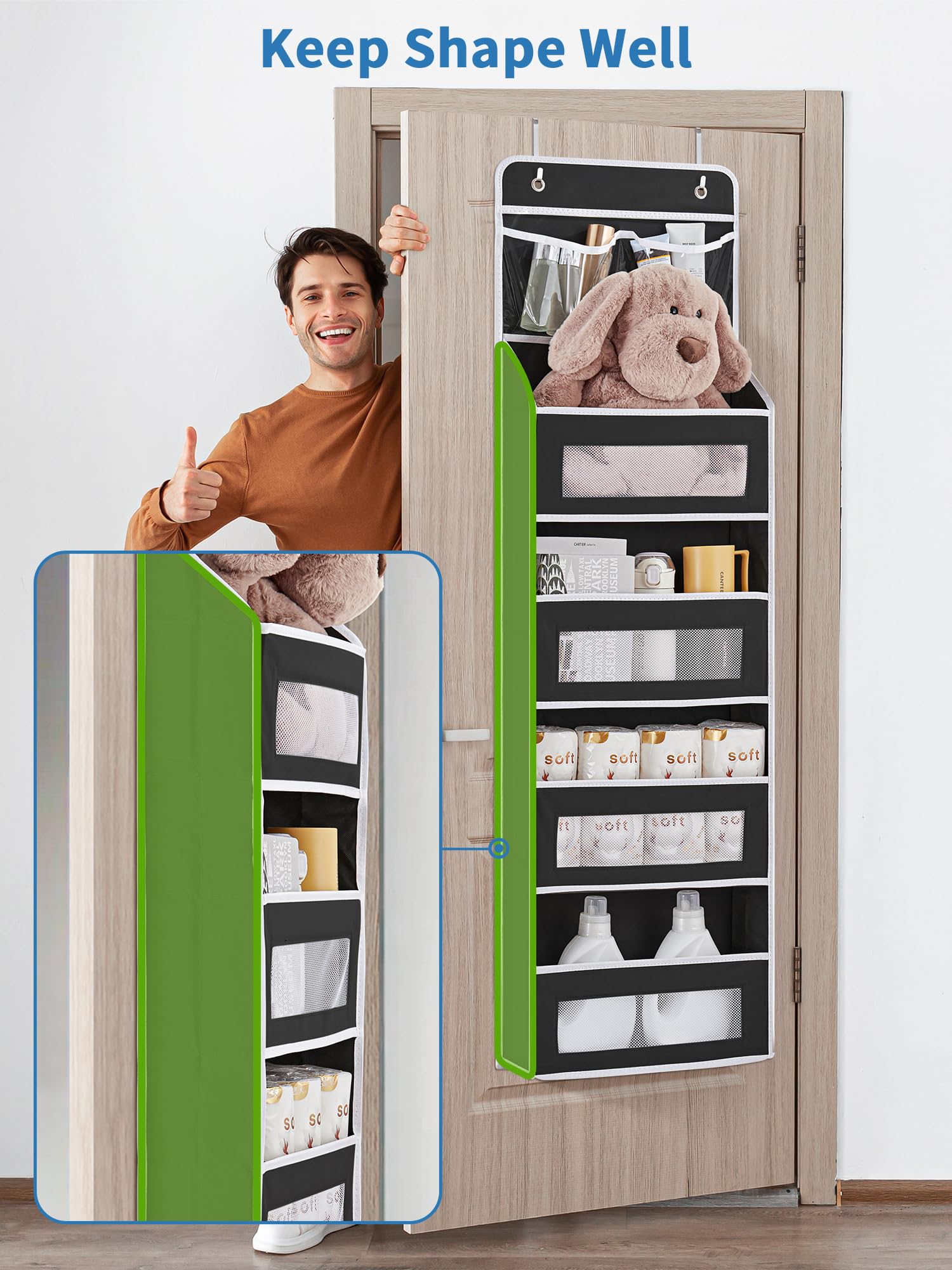 Jarlink 2 Pack 5-Shelf Over Door Organizer Storage, Upgrade Hanging Storage With Clear Window, 50 Lbs Load Storage Organizer For