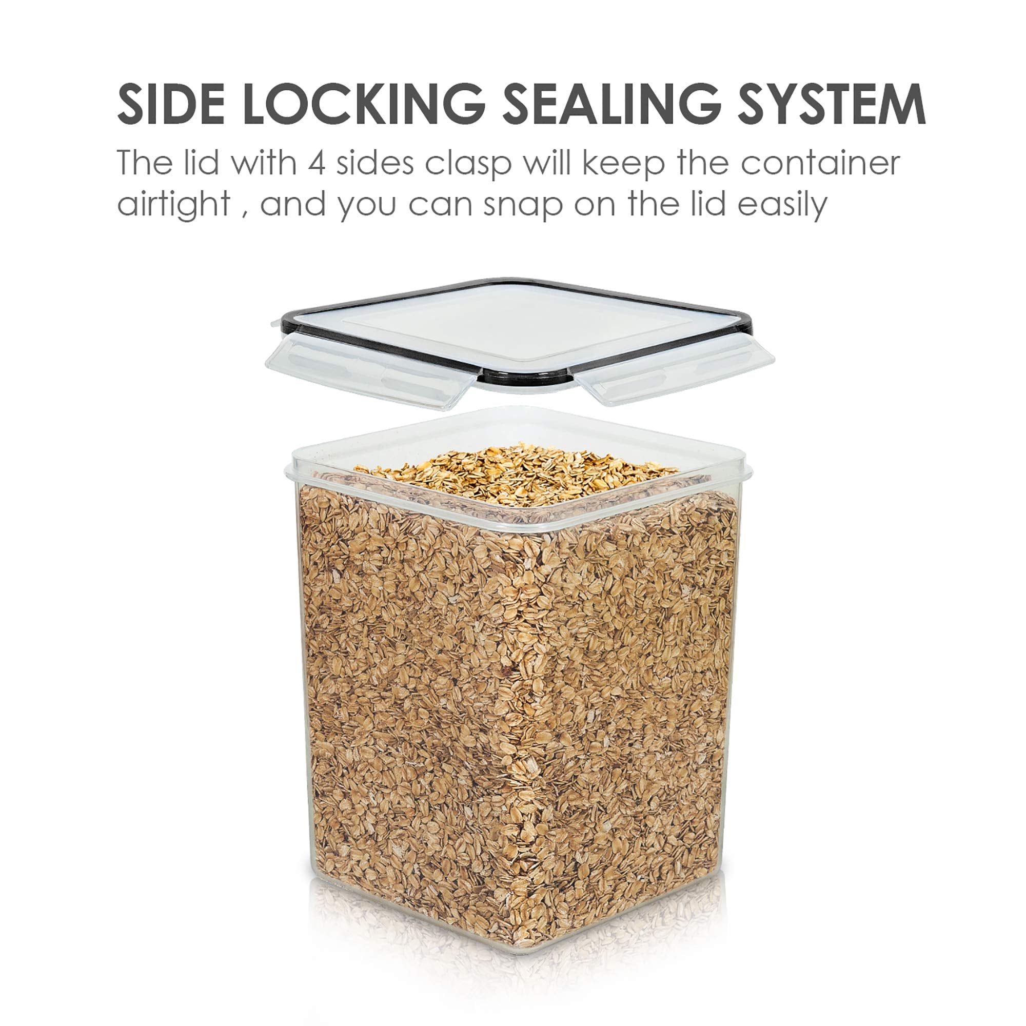 Vtopmart Large Food Storage Containers 5.2L / 176Oz, 4 Pieces Bpa Free Plastic Airtight Canisters For Flour, Sugar, Baking Suppl