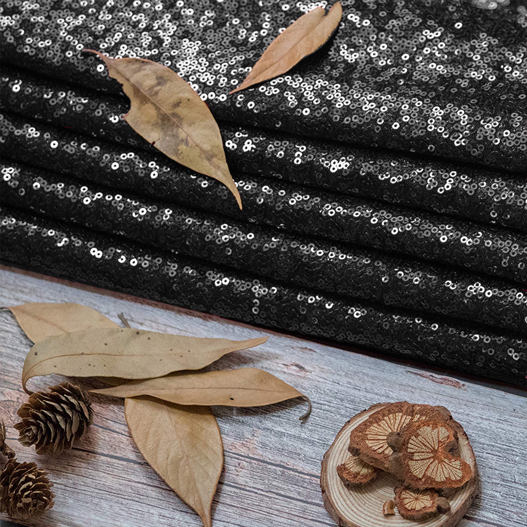 Jyflzq Black Sequin Tablecloth 50 Round Sparkly Drape Table Cloths Table Cover Overlay For Halloween Wedding Birthday Party Baby