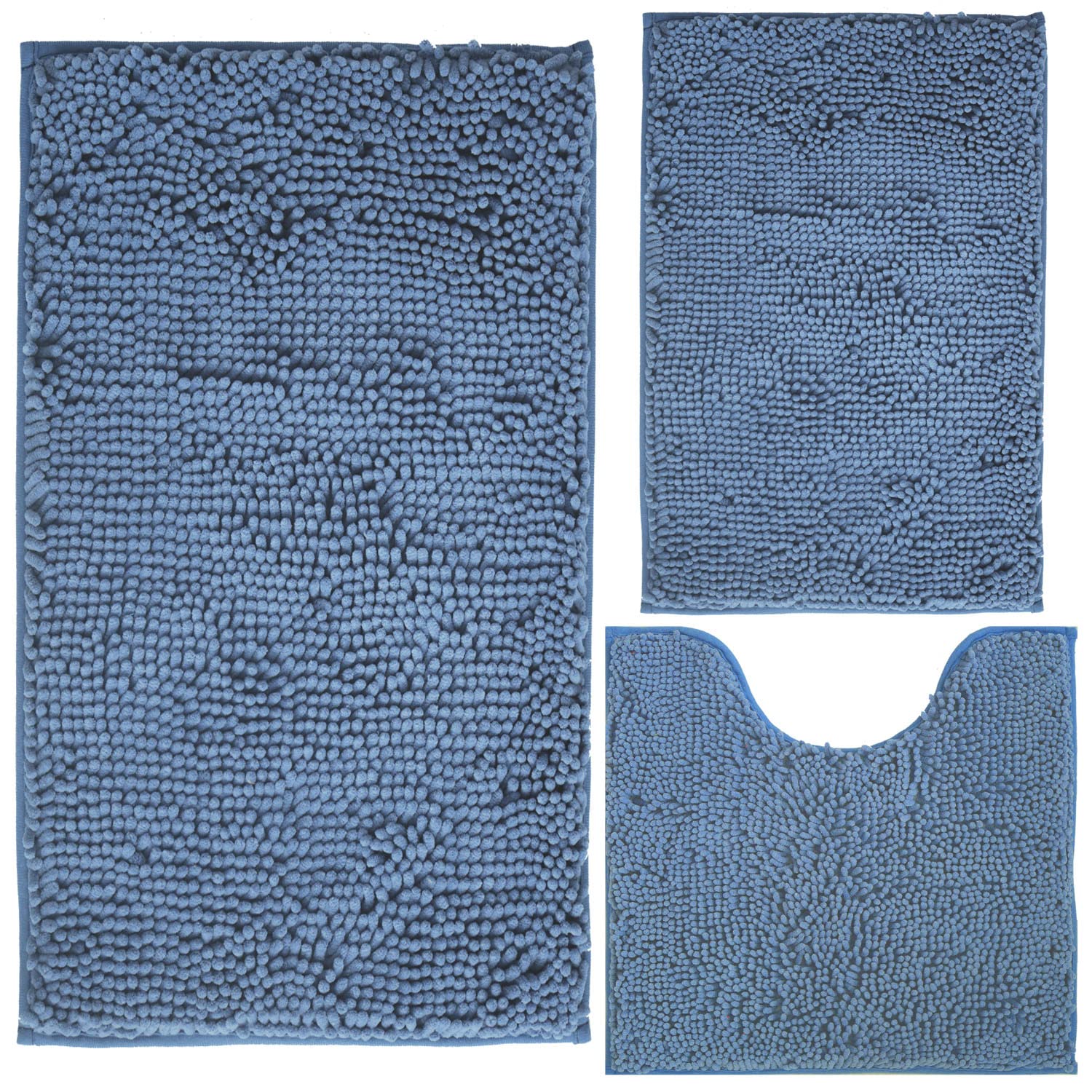 Bathroom Rugs Chenille 3-Piece Extra Soft And Absorbent Shag Bathroom Rugs, Machine Wash Mat, Strong Pvc Non-Slip Underside, Plu