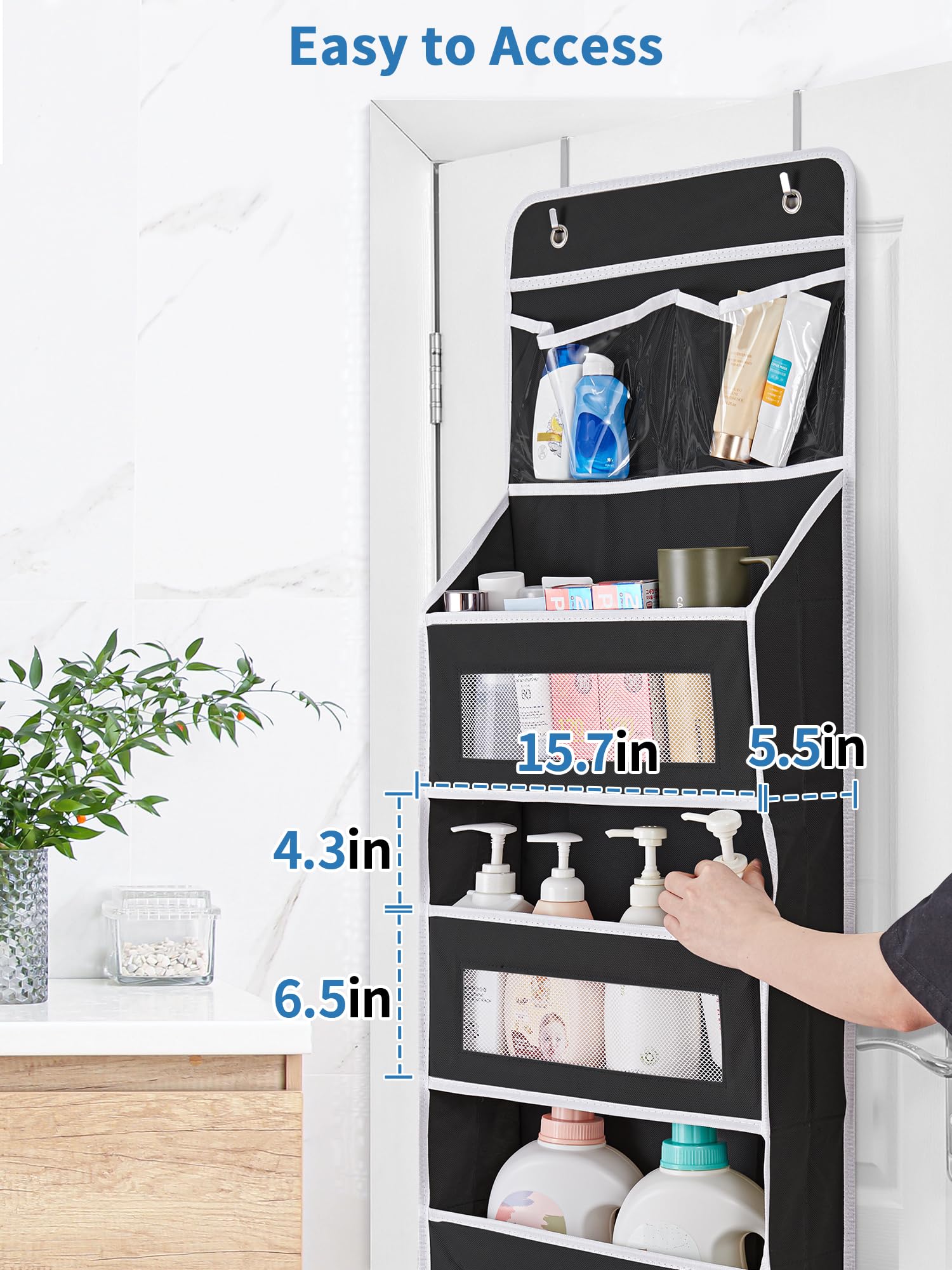 Jarlink 2 Pack 5-Shelf Over Door Organizer Storage, Upgrade Hanging Storage With Clear Window, 50 Lbs Load Storage Organizer For