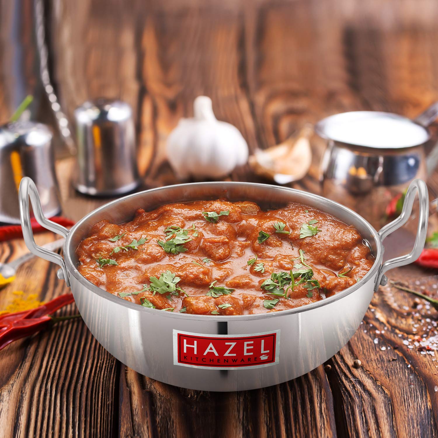 Hazel 1125 Ml Aluminium Kadhai 4 Mm Thick Kadai With Handle For Cooking | Vessel For Deep Frying