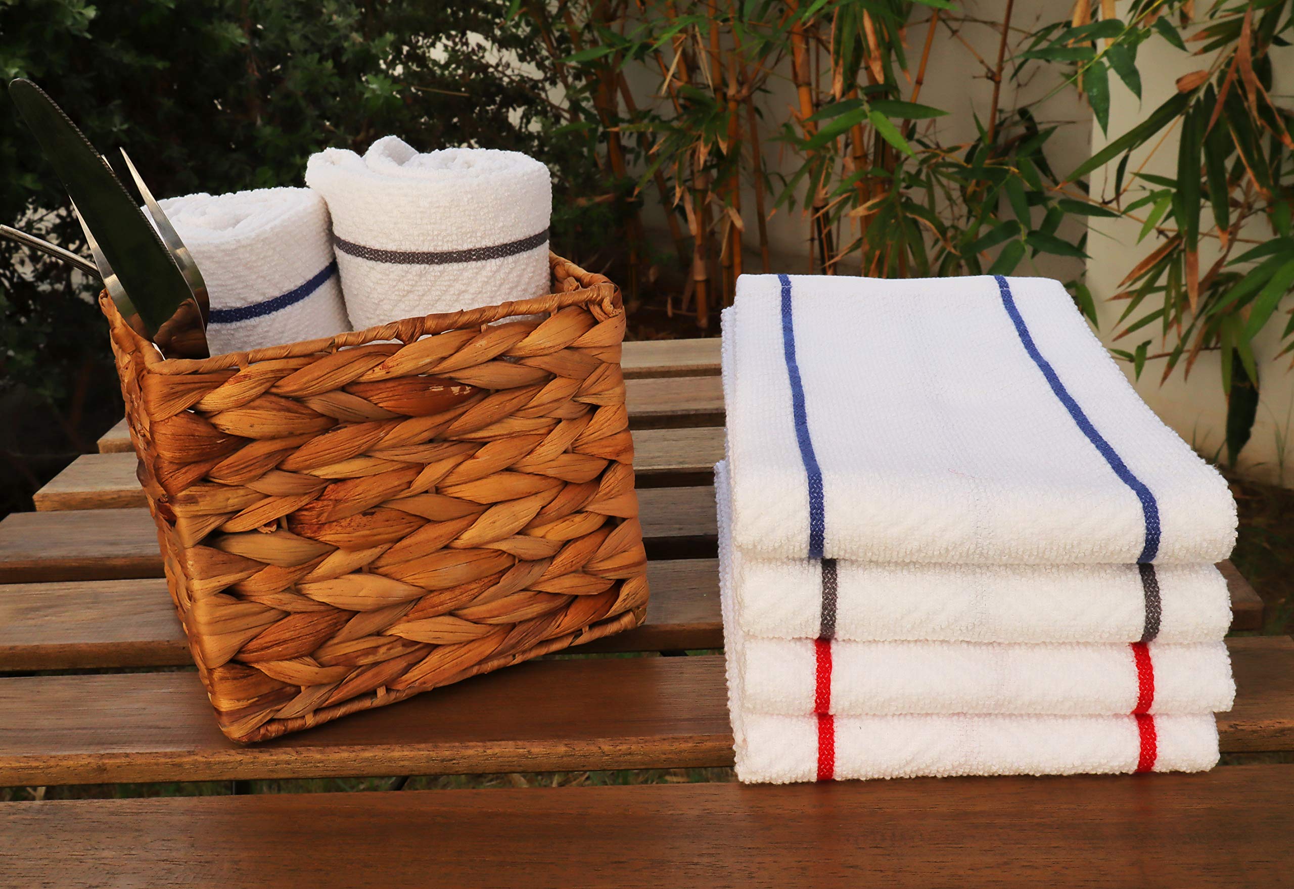 Amour Infini Herringbone Weave Terry Kitchen Towels | Set Of 6 | 28 X 16 Inches | 100% Ring Spun Cotton Dish Towels | Ultra Soft