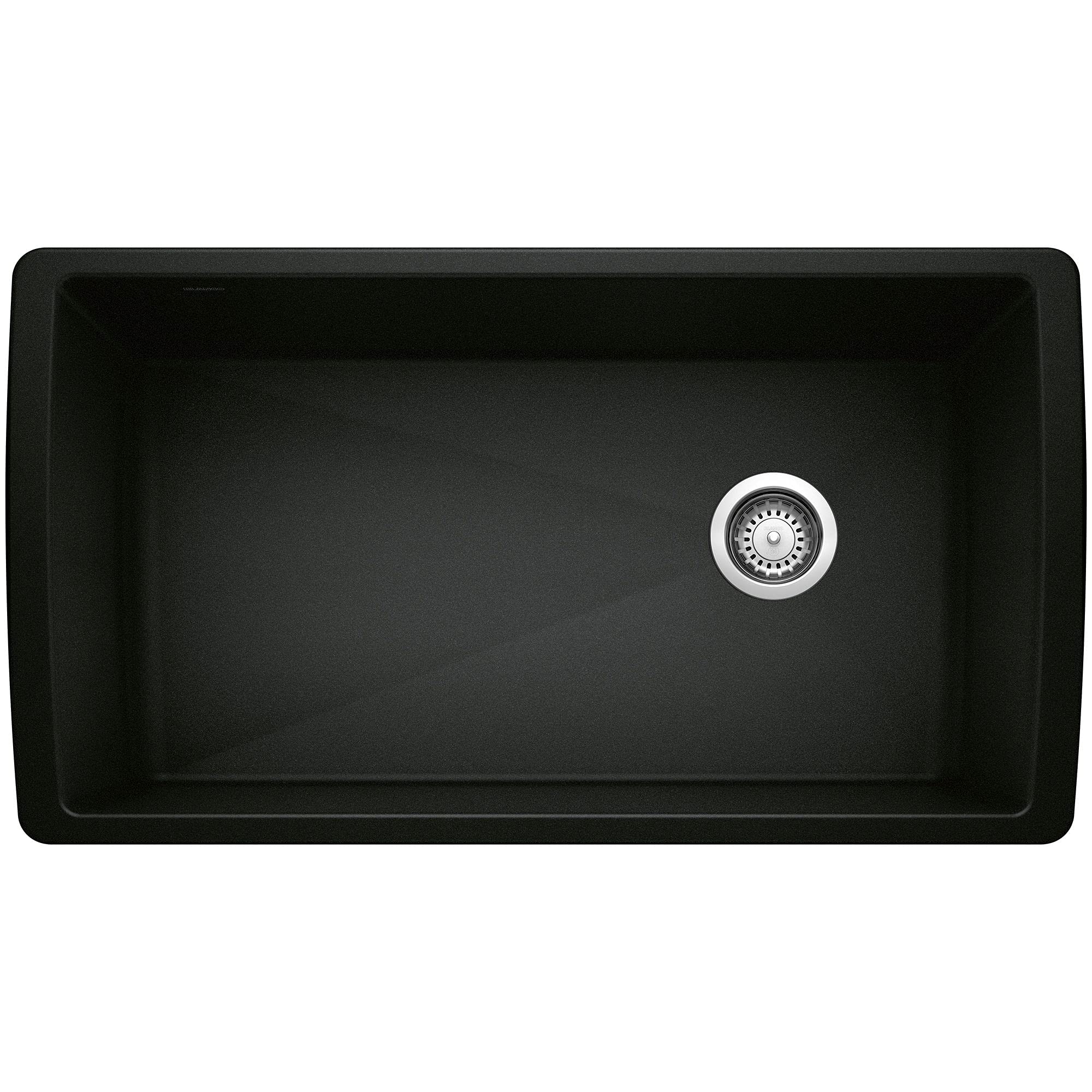 BLANCO Bowl Diamond Silgranit Super Single Undermount Kitchen Sink, 33.5x18.5 Coal Black