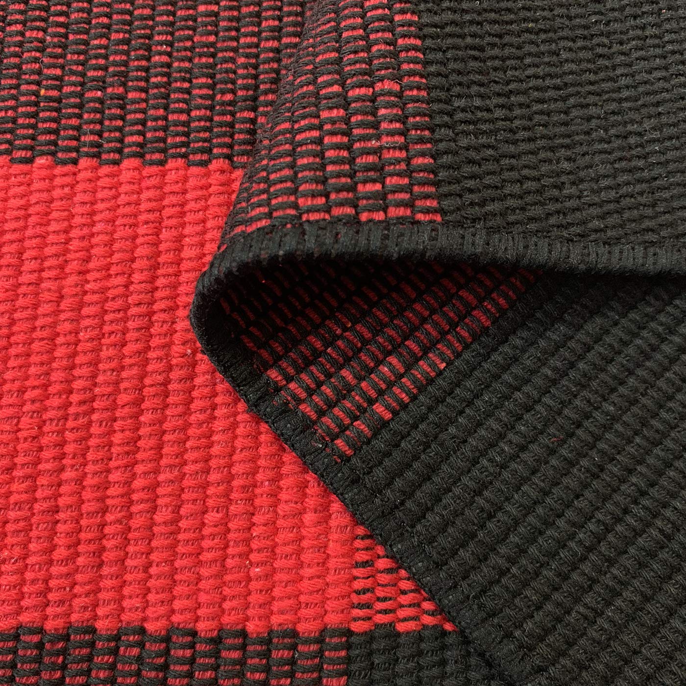 LEVINIS Cotton Red and Black Plaid Outdoor Rug 3  2- Machine Washable Buffalo Plaid Rug for Kitchen/Bath Room/Outdoor/Indoor F