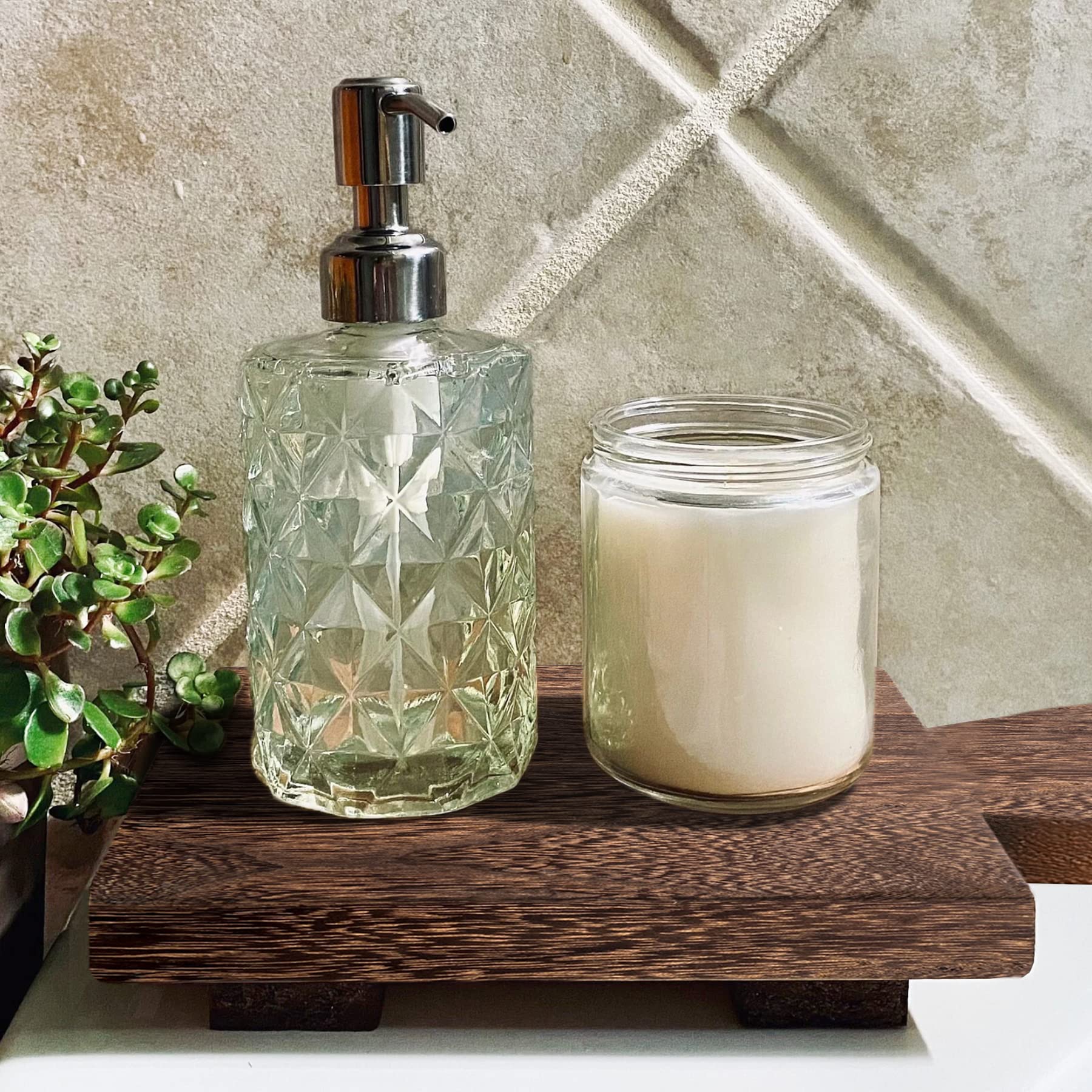 Wood Soap Stand, Kitchen Soaptray Plant Holder Wooden Soap Holder For Bottles Wood Riser Pedestal Stand Wood Tray For Kitchen Ba