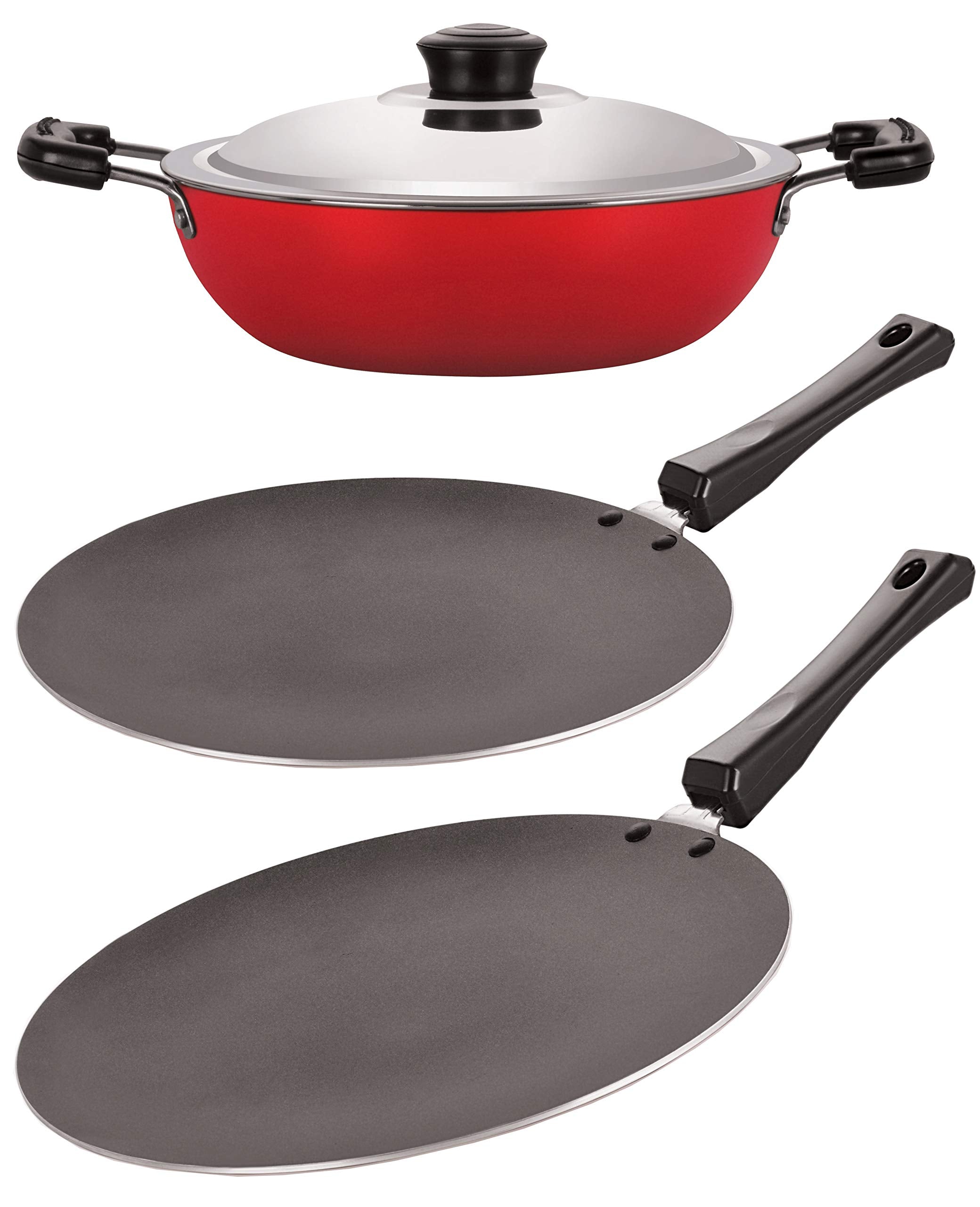 Nirlon NonStick Aluminium Gas Compatible Cookware Essential Set Offer, 3 Piece Set