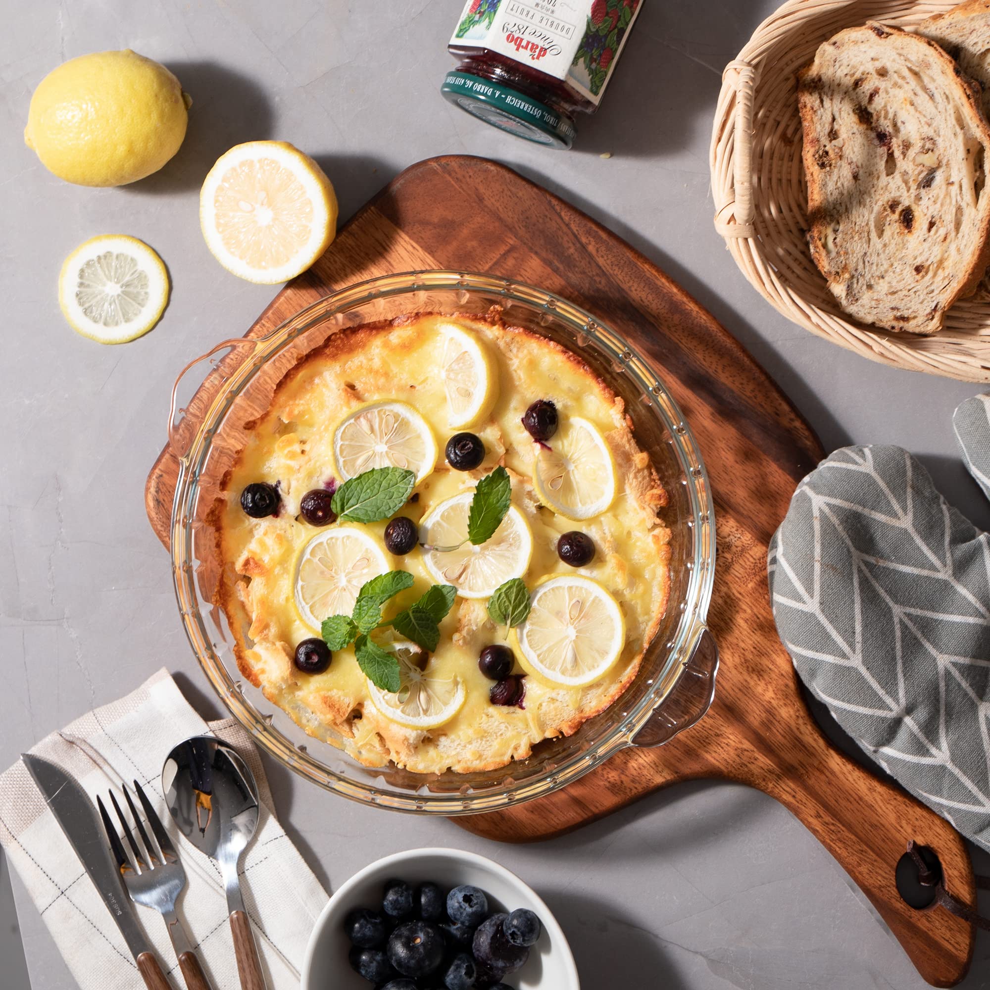 Sweejar Glass Pie Pan For Baking(2 Pack), 7.5 Inches Round Baking Dish For Dinner, Non-Stick Pie Plate With Soft Wave Edge For A