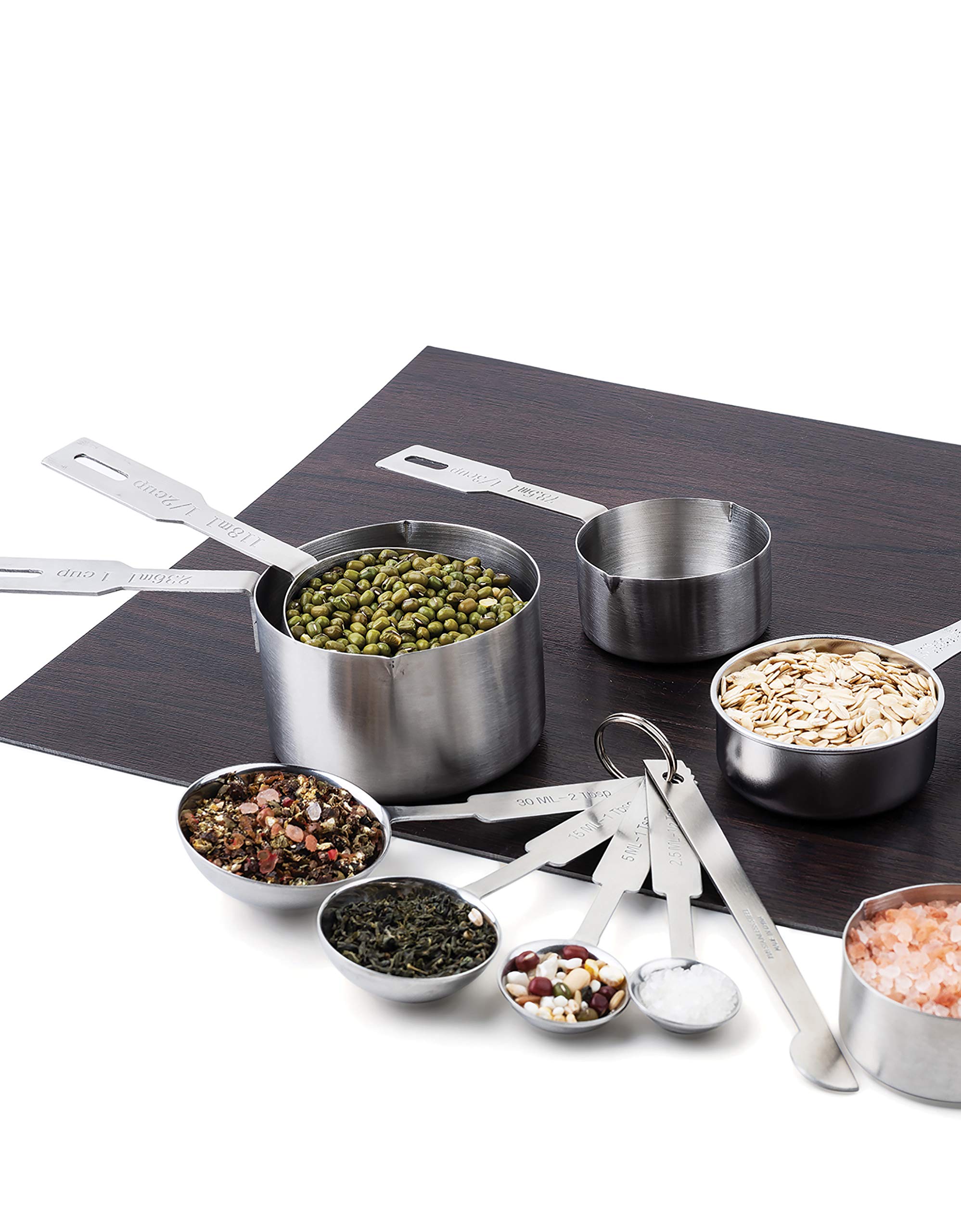 Fox Run Stainless Steel Measuring Spoons, 4 Piece Cup Set For Liquids, Silver