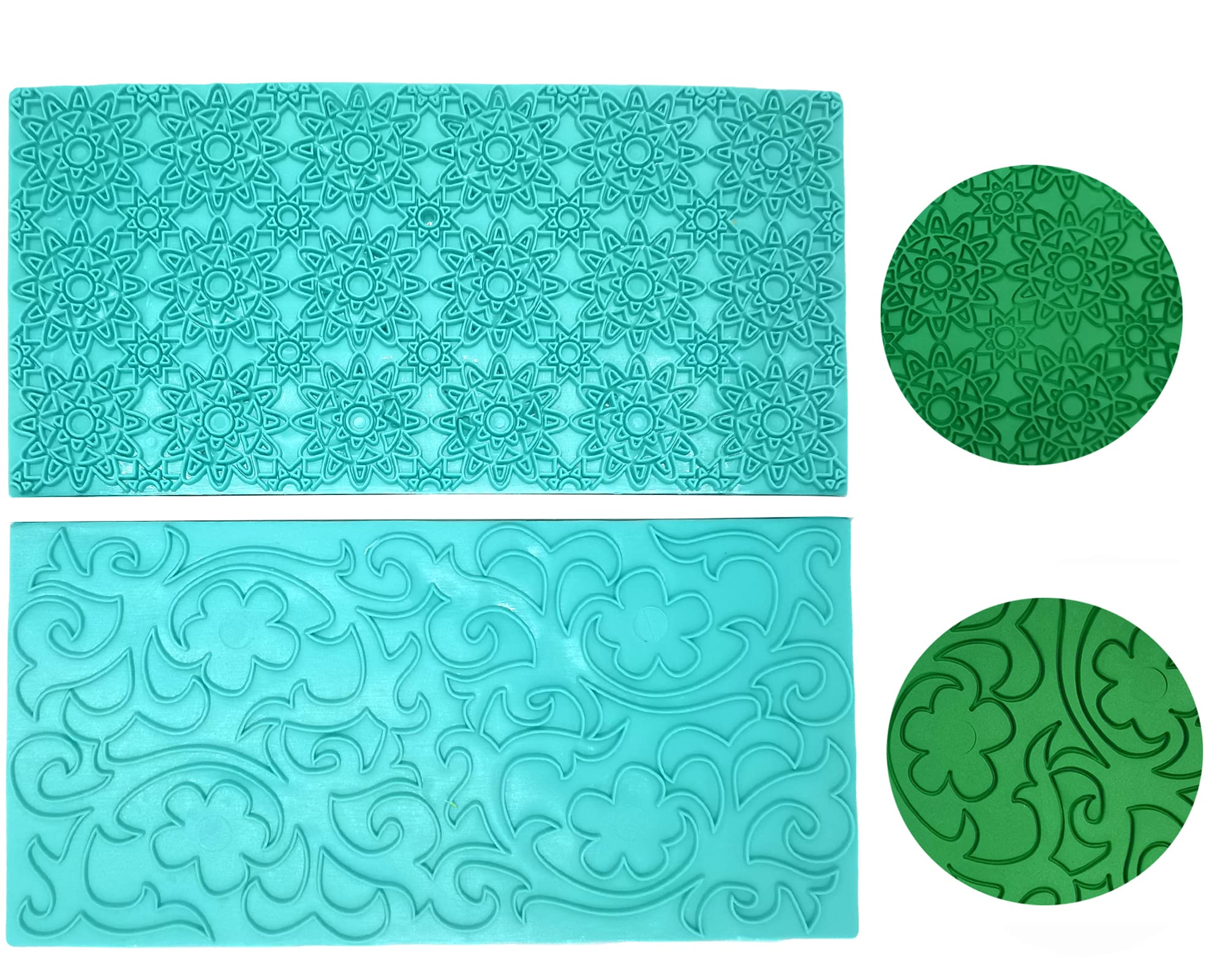 Gobaker Imprint Mat Set Gumpaste Flower Deisgn Press Mold Fondant Cake Embosser For Cupcake Top Decoration