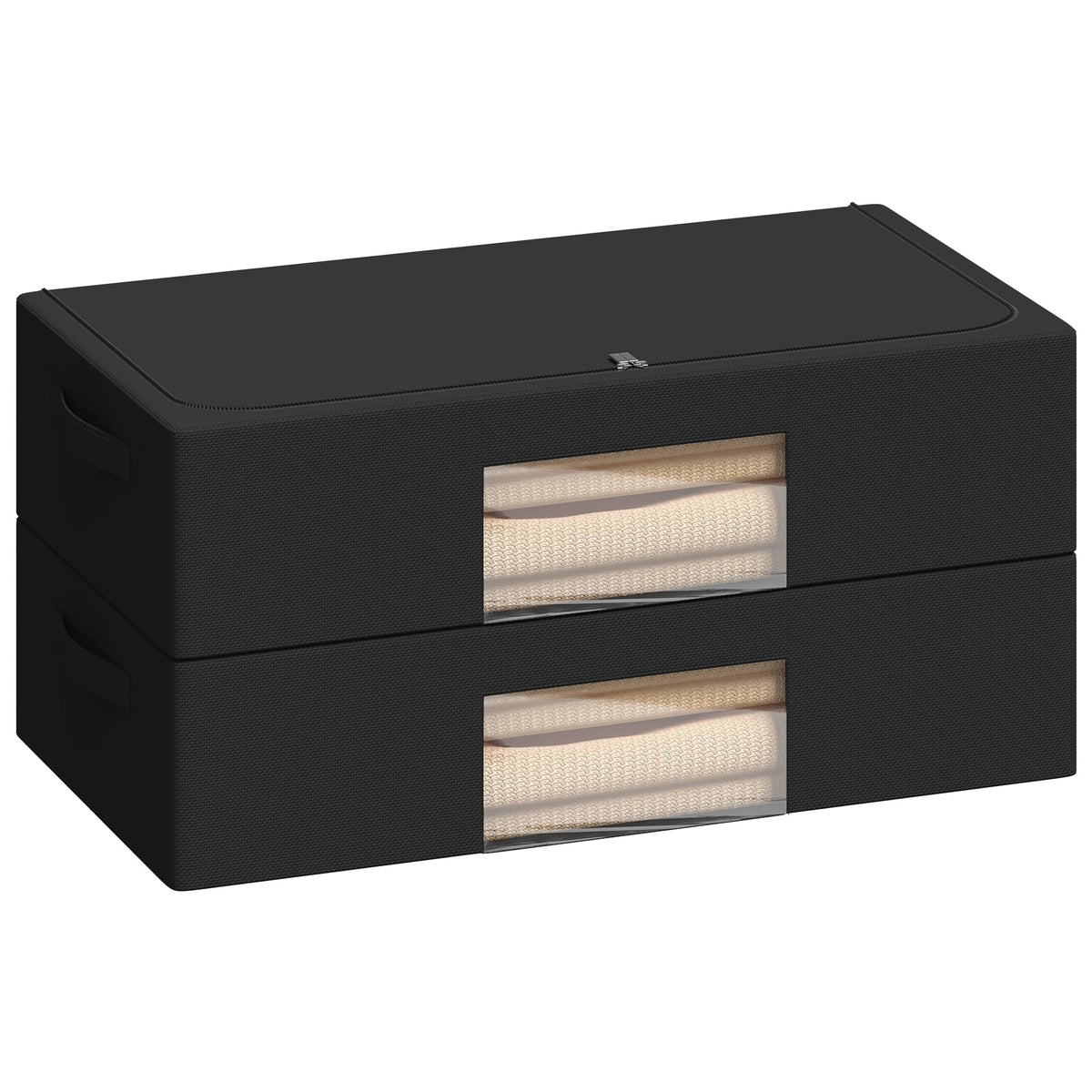 Under Bed Storage Bins Frame Storage Box Oxford Fabric Sturdy Underbed Container Foldable Stackable Large Capacity Clothes Organ