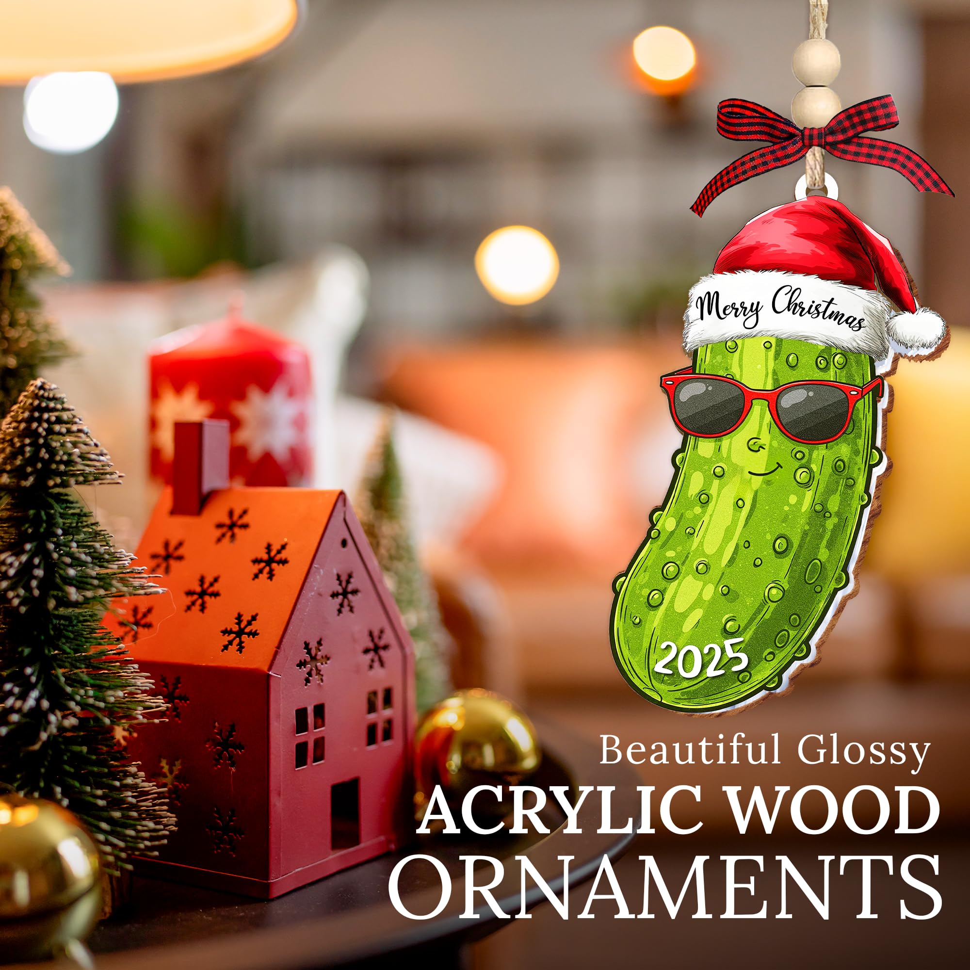 HEXMOZ Christmas Pickle Ornament 2025 - Pickles Themed Gifts for Women Men - Funny Dill Pickles Gifts for Pickle Lovers, Cute Ga