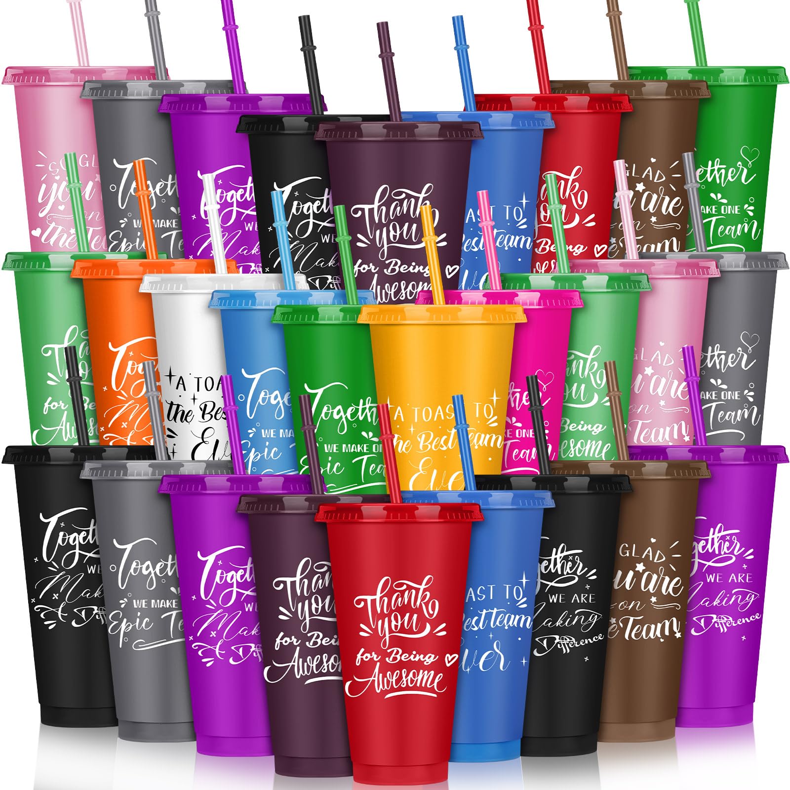 Mifoci Employee Appreciation Gifts Bulk 24 oz Cups, Multicolor, 30 Pcs
