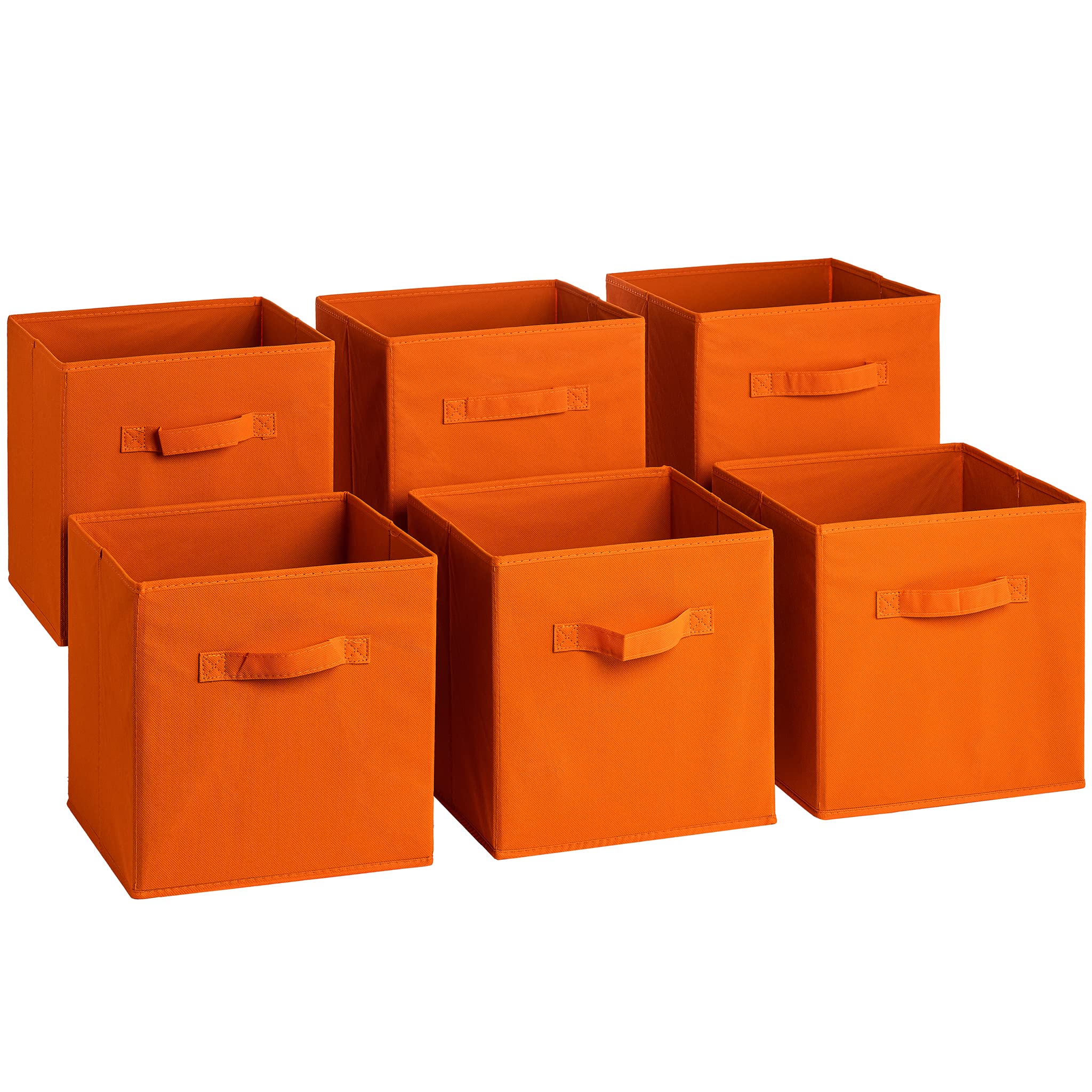 Sorbusa Foldable Storage Cube Basket Bin (6 Pack, Orange)