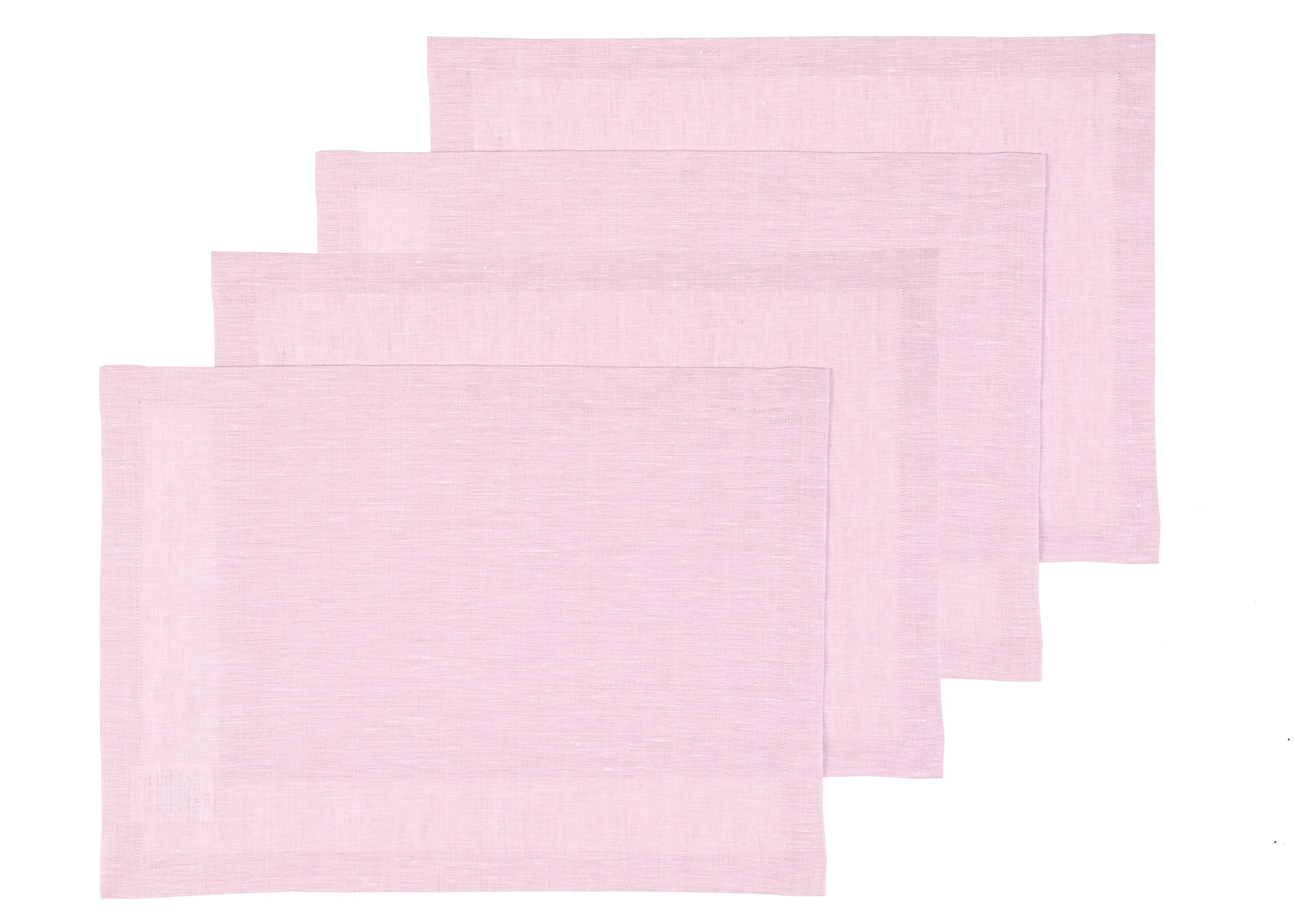 Solino Home Linen Placemats 19'' L X 14'' W Inch - 100% Pure Linen Bubblegum Pink Cloth Placemats Set Of 4 - Athena, Washable Fa