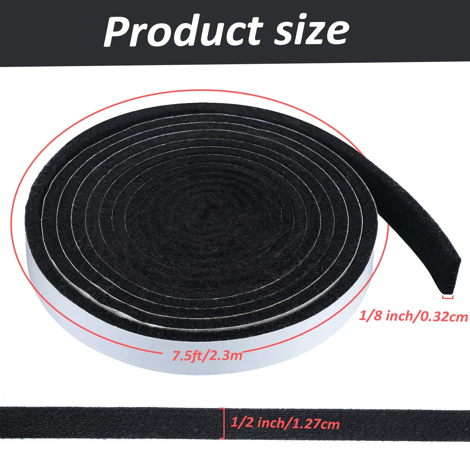 BBQ Gasket Black Grill Tape High Temp Grill Seal Self Stick Gasket  7.5 Ft Length 1/8 Inch Thickness (2  0.5 Inch Wide)