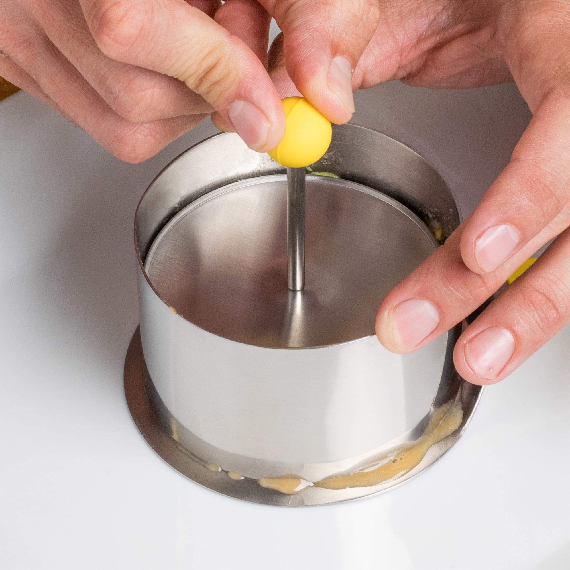 Ateco Round Food Molding Set, 3.5 By 2.1-Inches High, 4-Piece Set Includes 2 Rings, Fitted Press & Transfer Plate