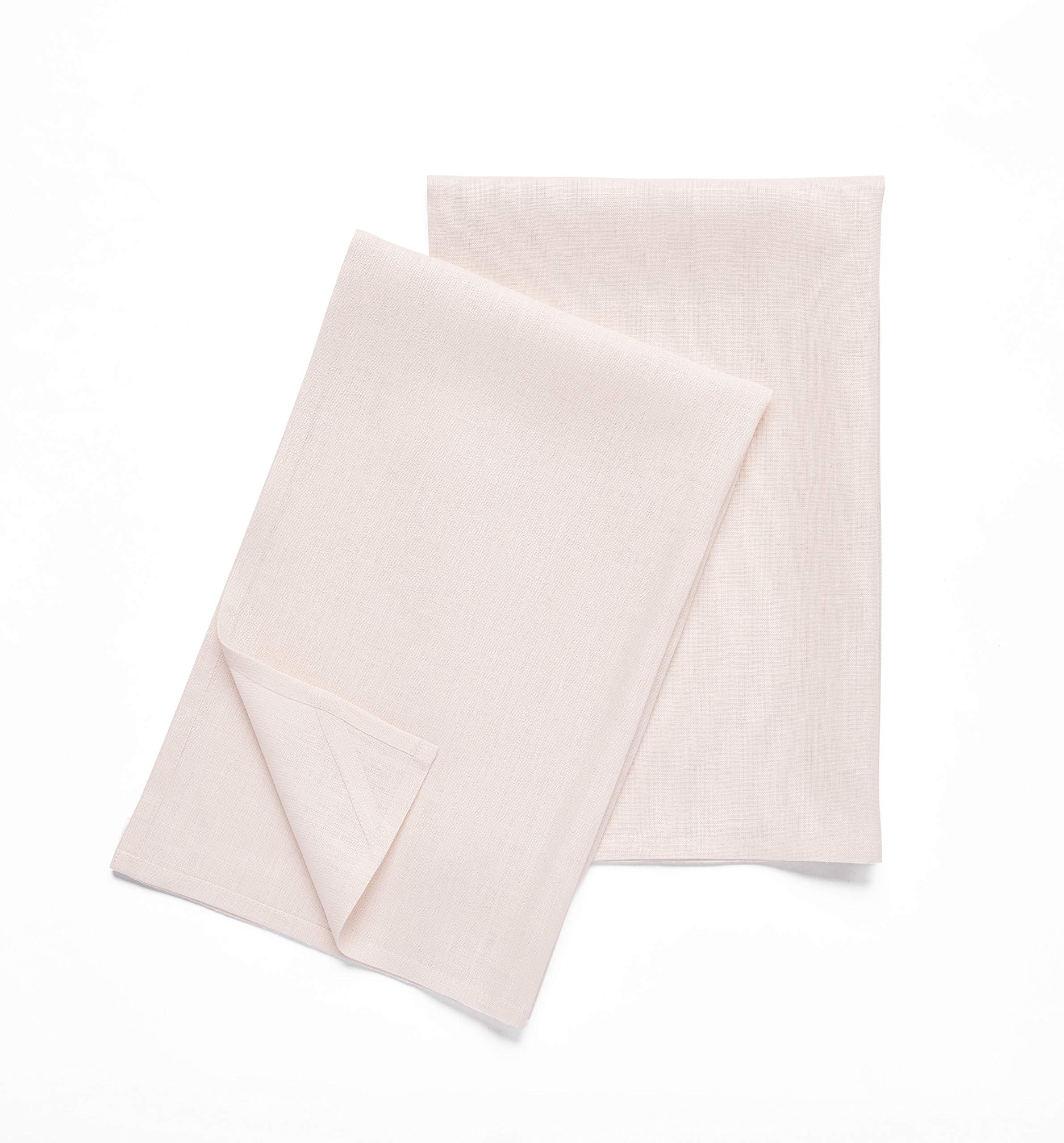 Solino Home Linen Kitchen Towels Set Of 2 - Pink 17 X 26 Inch - 100% Pure Linen Kitchen/Tea Towels - Machine Washable And Handcr