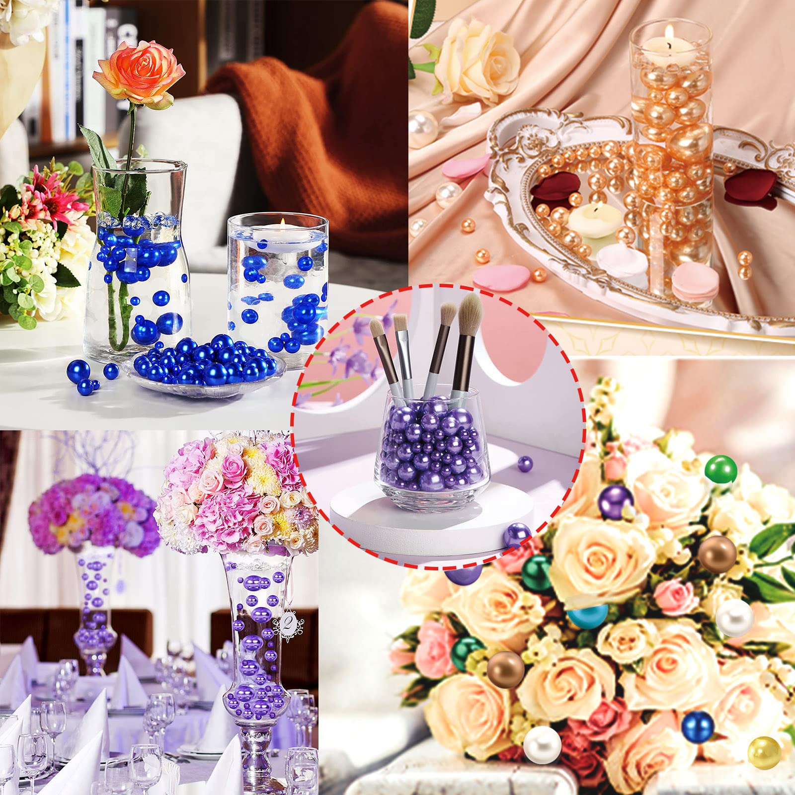 200Pieces Floating NO Hole Pearls Beads for Vases and 2300 PCS for Floating,for Centerpiece,Home Decor,Party Table Wedding,Makeu