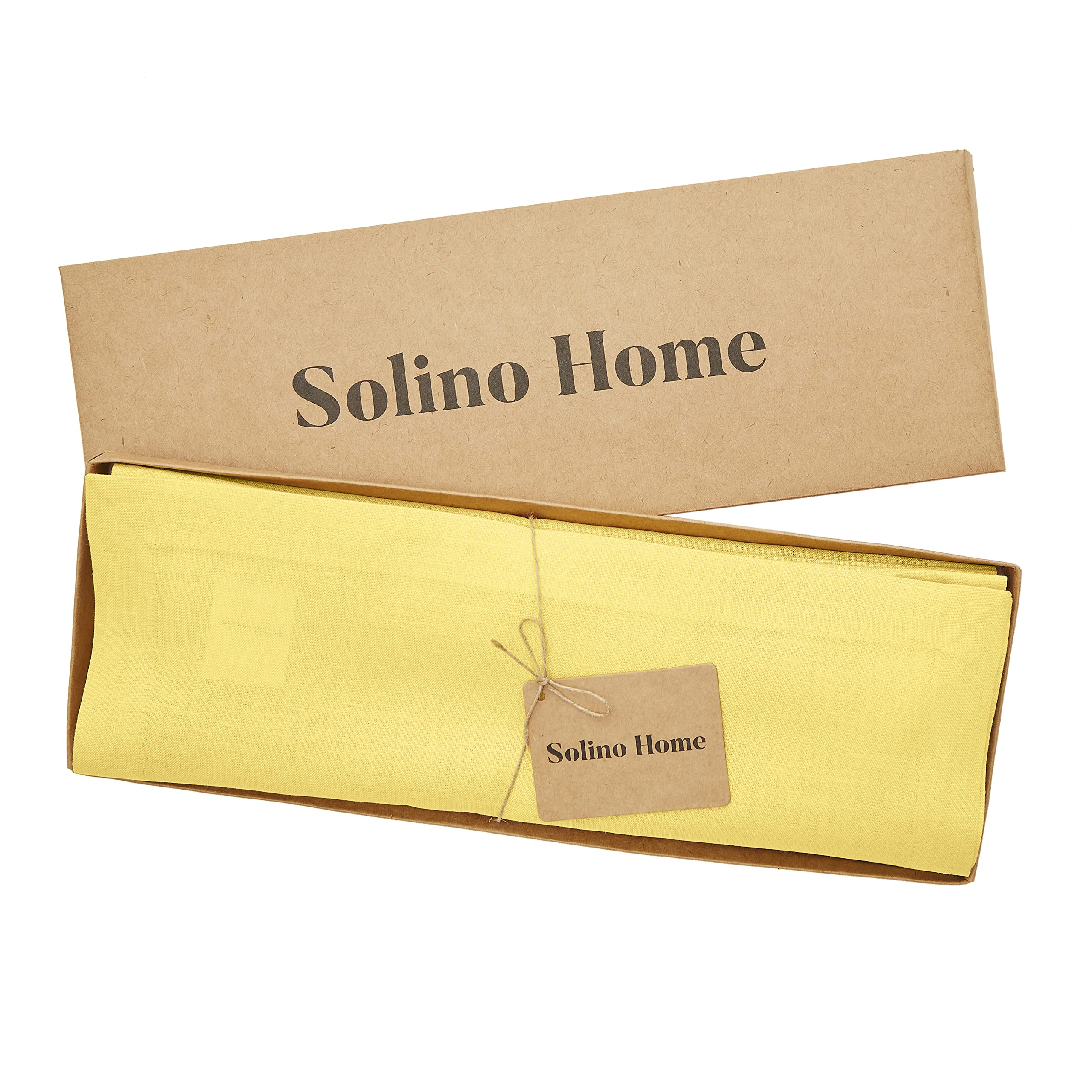Solino Home Linen Placemats 19'' L X 14'' W Inch - 100% Pure Linen Sunshine Yellow Cloth Placemats Set Of 4 - Fete, Washable Fab