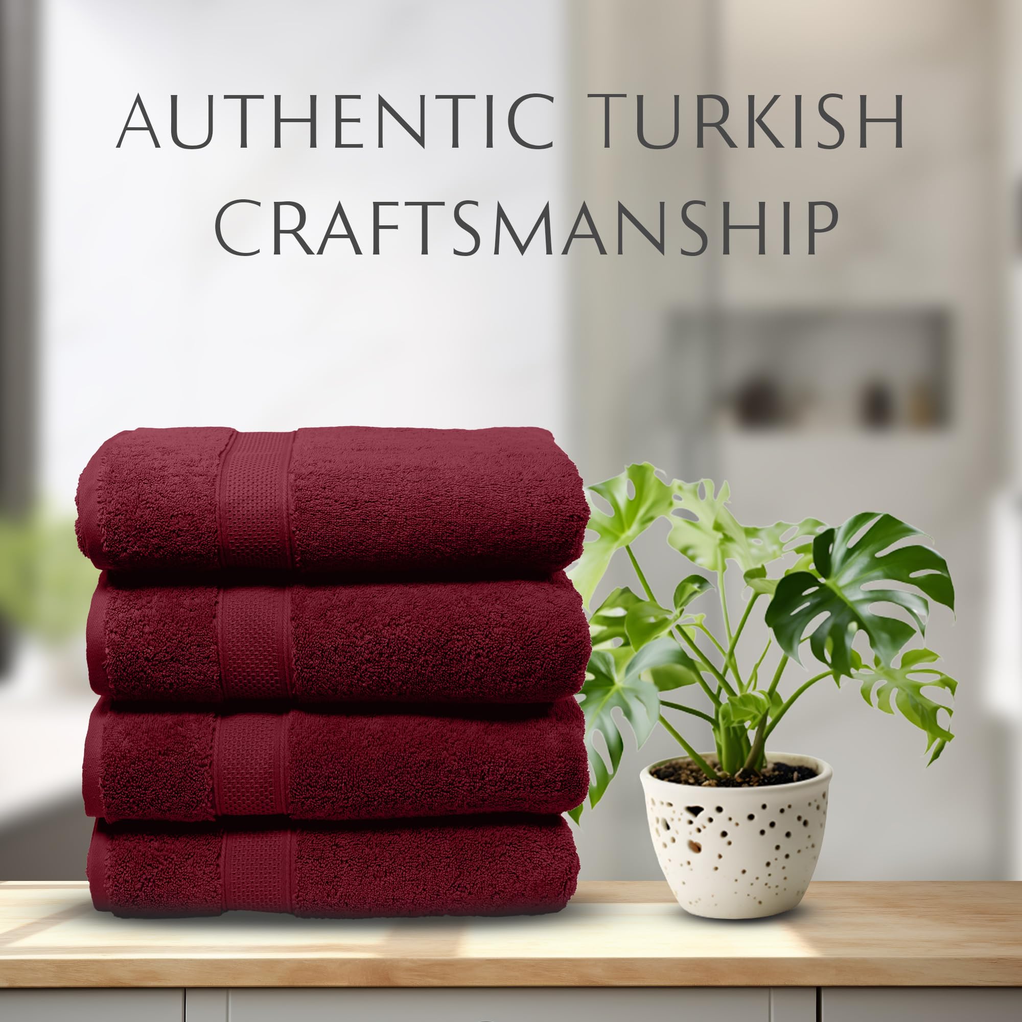 Maura 4 Piece Bath Towel Set. Extra Large 30''x56'' Premium Turkish Towels. Thick  Soft  Plush and Highly Absorbent Luxury Hotel & Spa Quality Towels - Sand