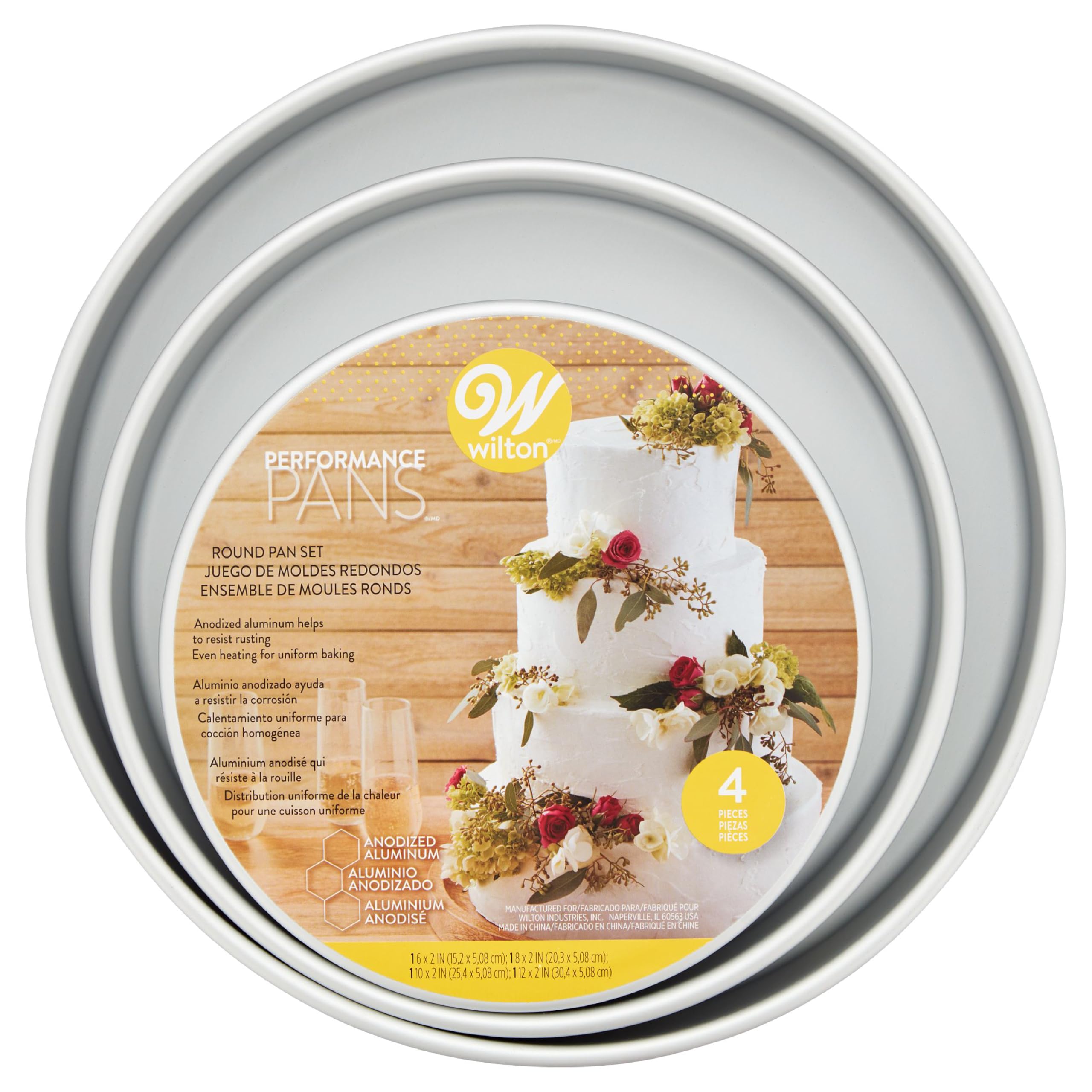 Wilton Performance Pans Aluminum Round Cake Pan, Small And Medium 4 Piece Set