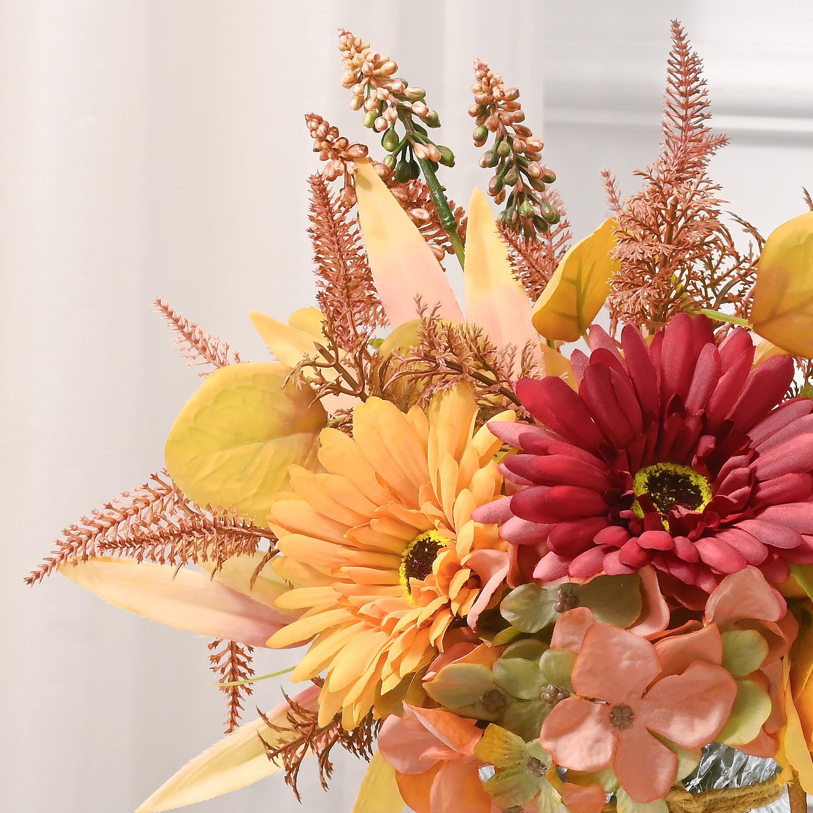 MARTINE MALL Artificial Dahlia Flowers with Vase, Silk Fall Flowers in Vase - Fall Decor for Home Centerpieces, Thanksgiving Par