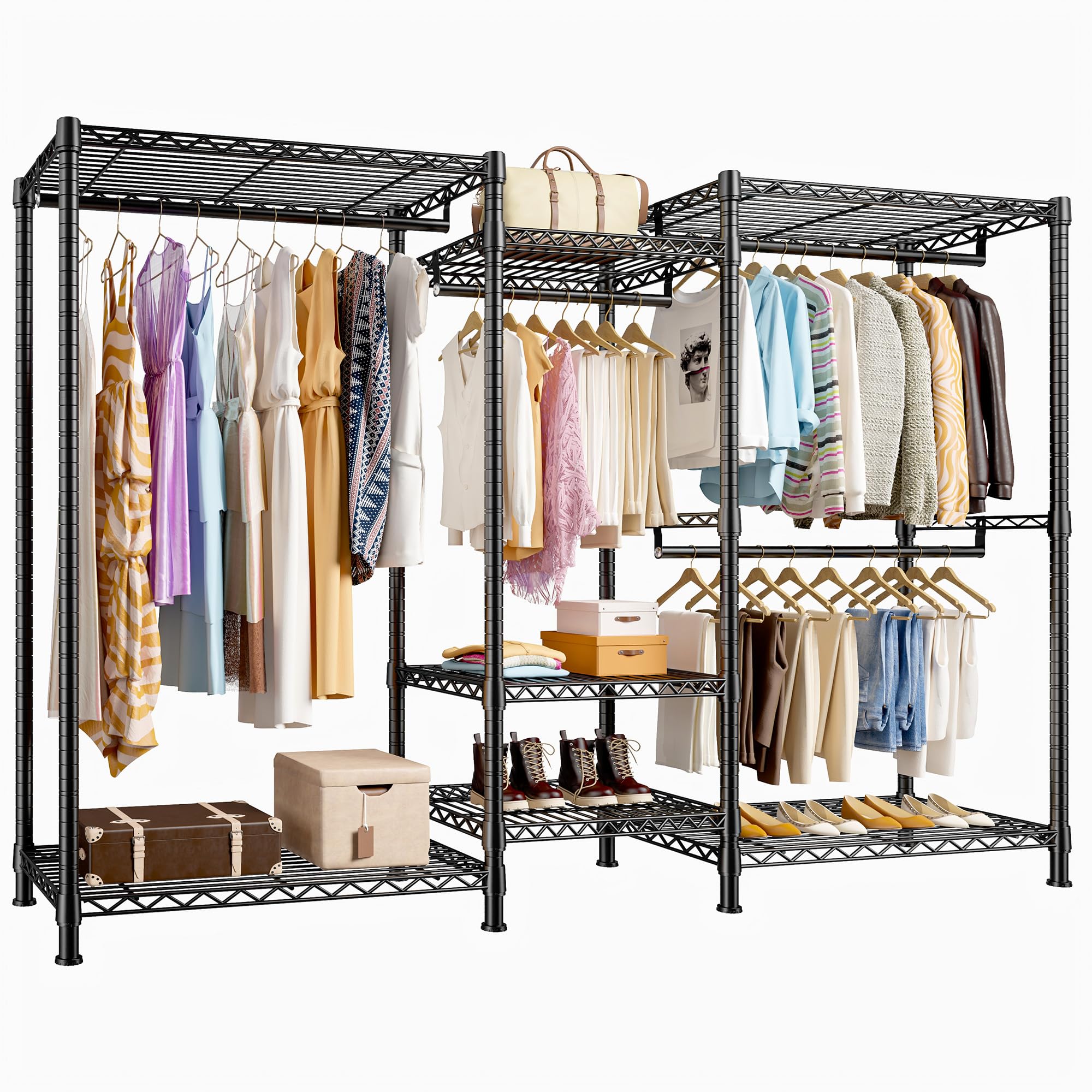 Raybee Clothes Rack Heavy Duty Clothing Racks For Hanging Clothes Adjustable Clothing Rack Portable Clothes Racks For Hanging Cl