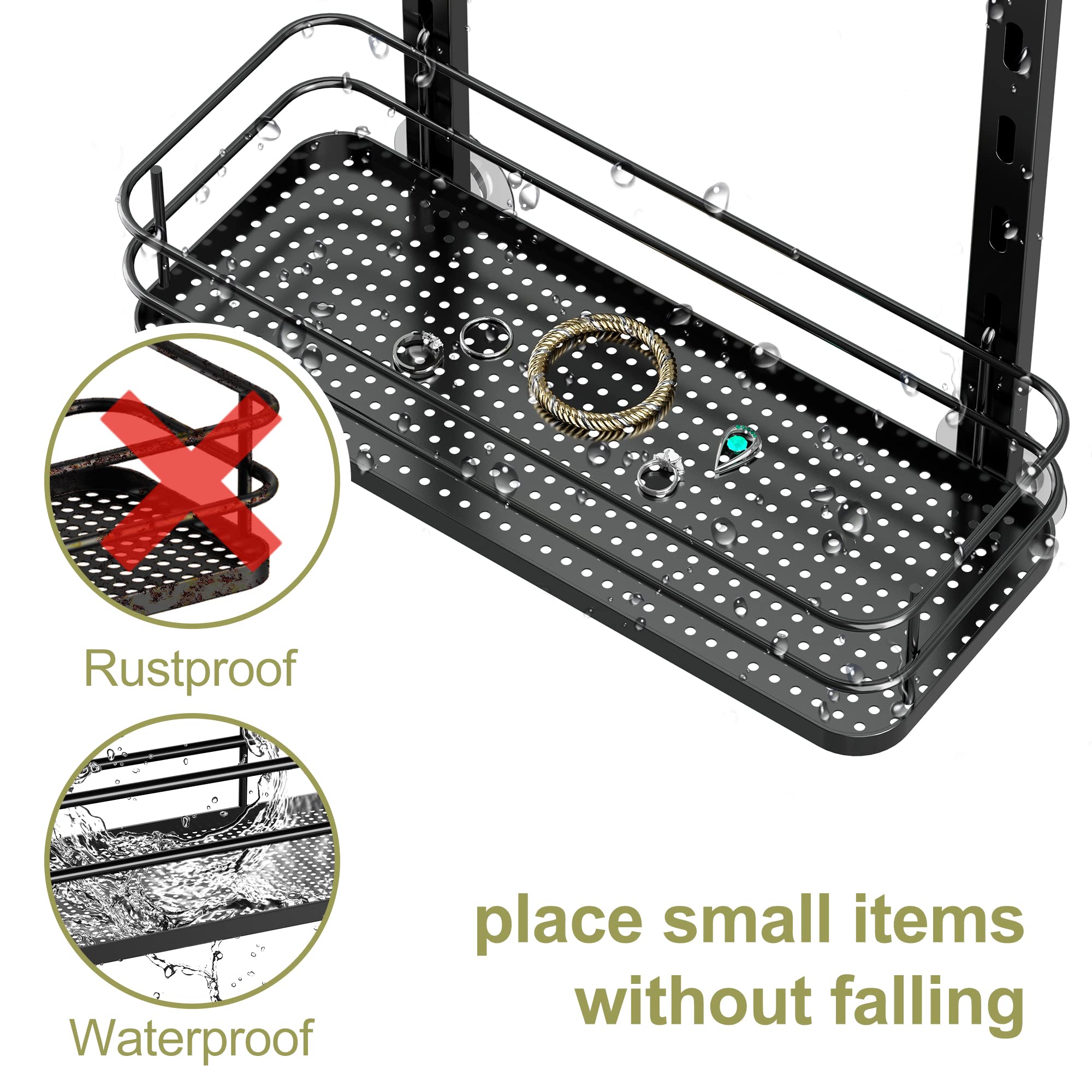 Orimade Adjustable Hanging Over The Shower Door Caddy,Bathroom Organizer Shelf Storage With 4 Hooks For Razor,No Drilling Rustpr