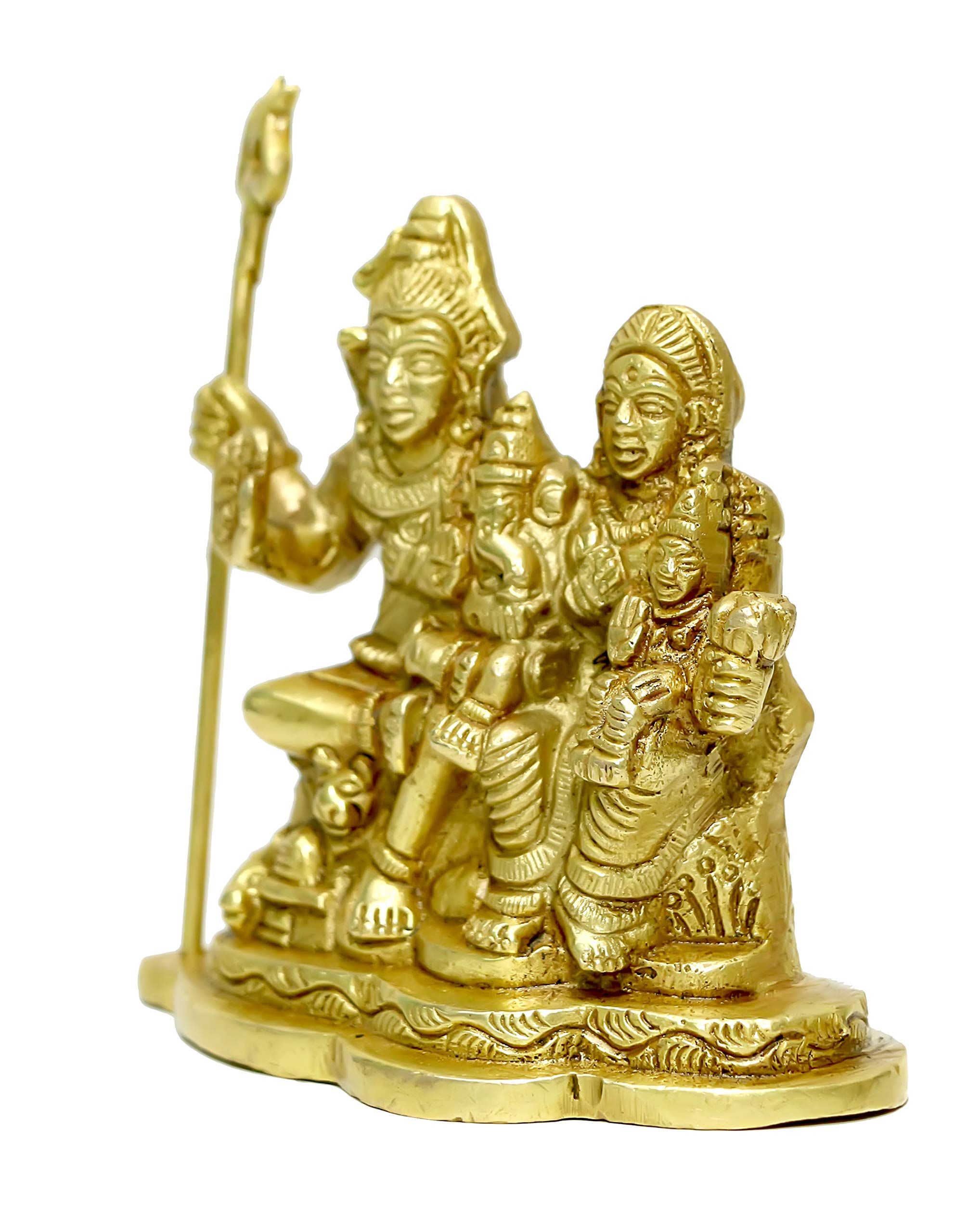 Racpree Brass Metal Handcrafted Shiv Parivar Ganesha Parvati Kartik Idol | Murti Idol Statue Sculpture For Home Dcor Mandir Temp