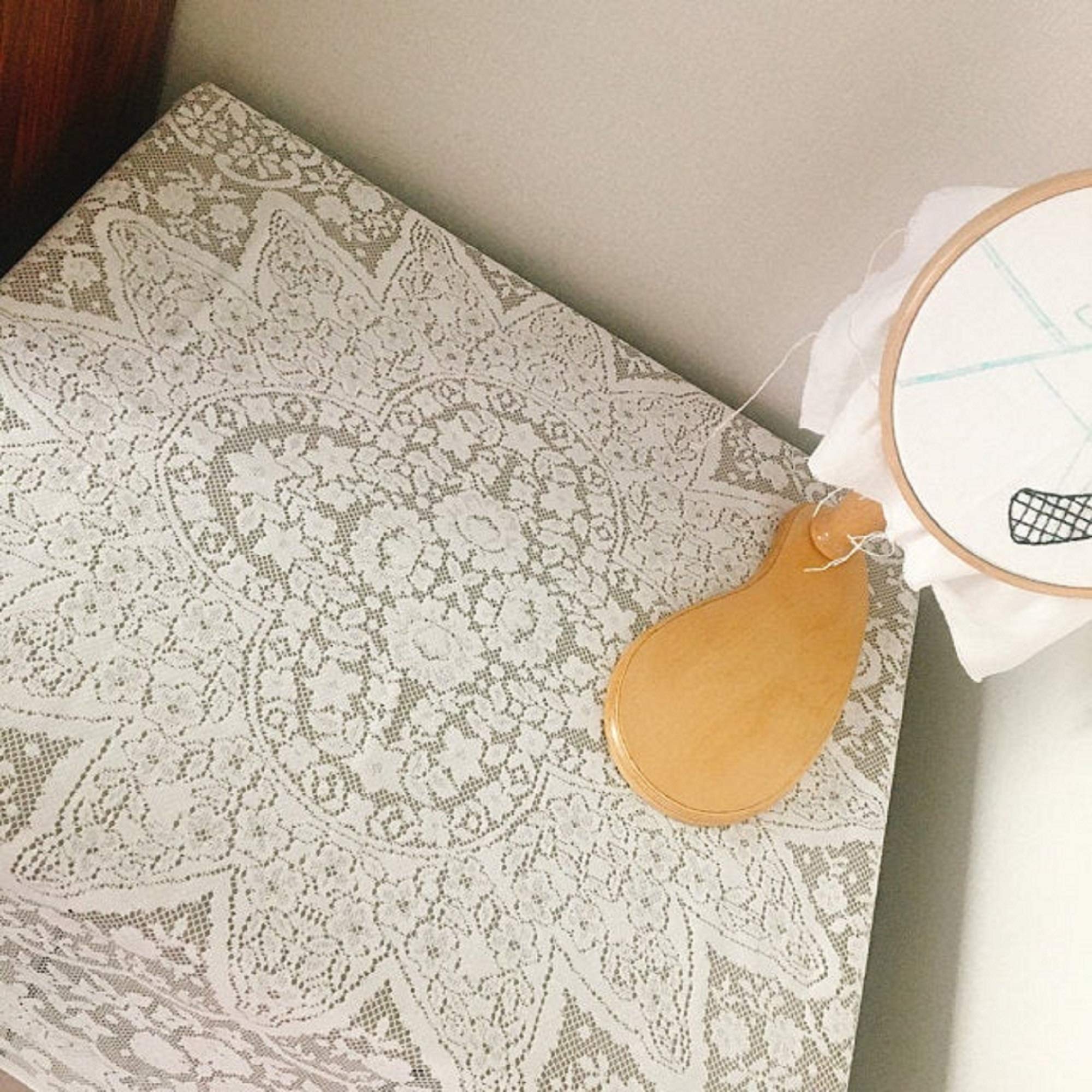 Aristocrata Square Floral Lace Tablecloth, Table Topper. Size - 40 Inch Square