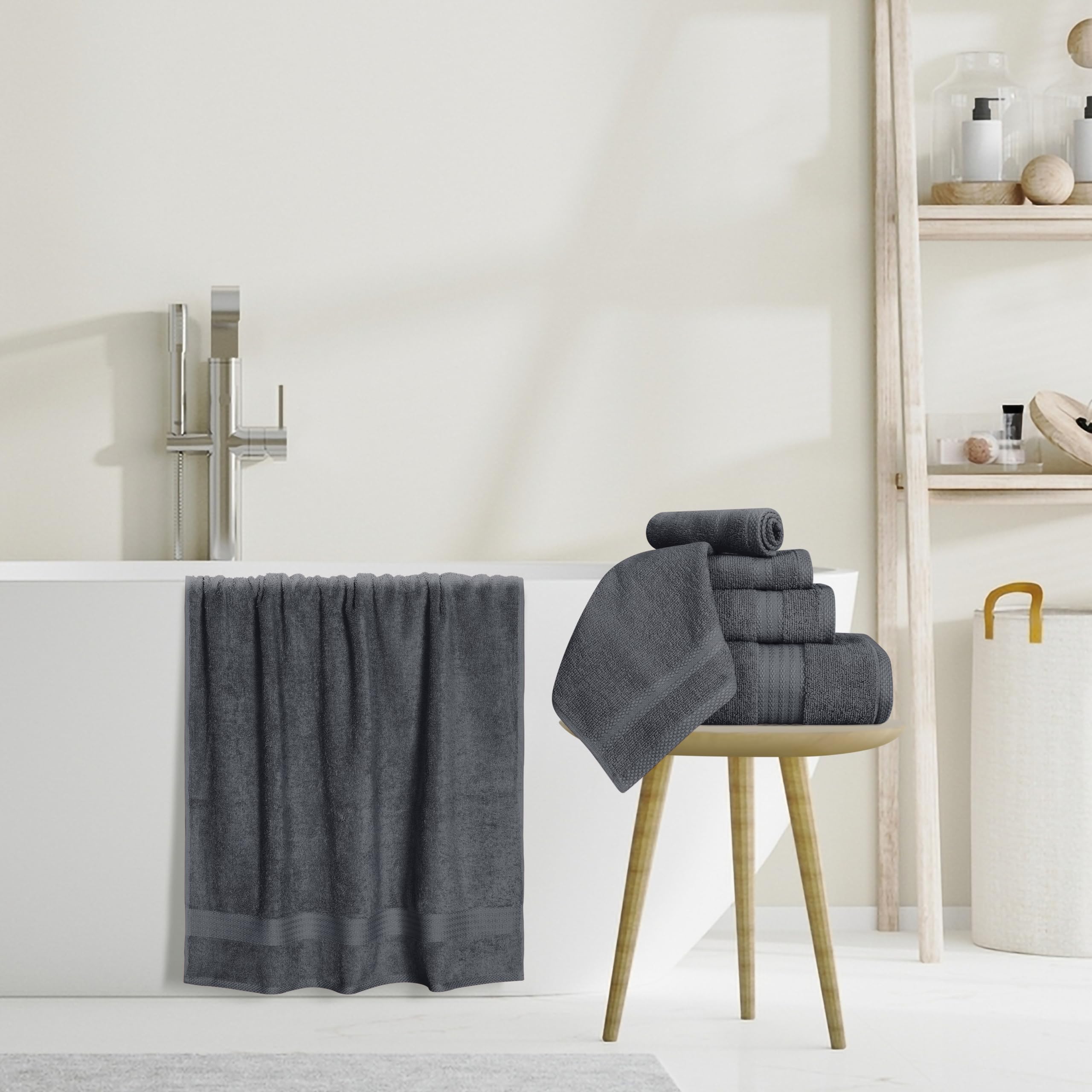 Glamburg Ultra Soft 8-Piece Towel Set - 100% Pure Ringspun Cotton, Contains 2 Oversized Bath Towels 27X54, Hand 16X28, 4 Wash Cl