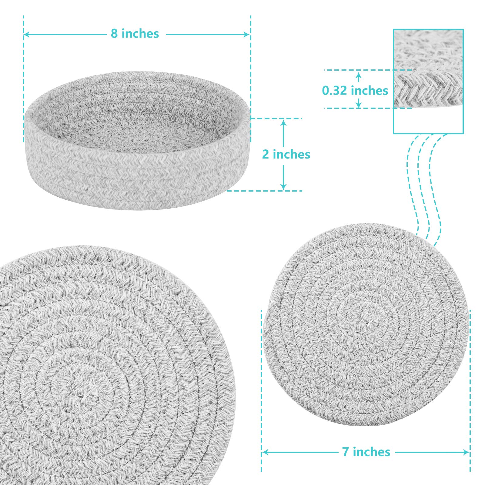 Trivets for Hot Dishes  Trivets for Hot Pots and Pans  Hot Pads for Countertops  Coasters 4 Pcs and Storage Basket 1 Pack  Pot Holders for Kitchen  Cotton Hot Mats Cooking Pad Protect Table (Grey)