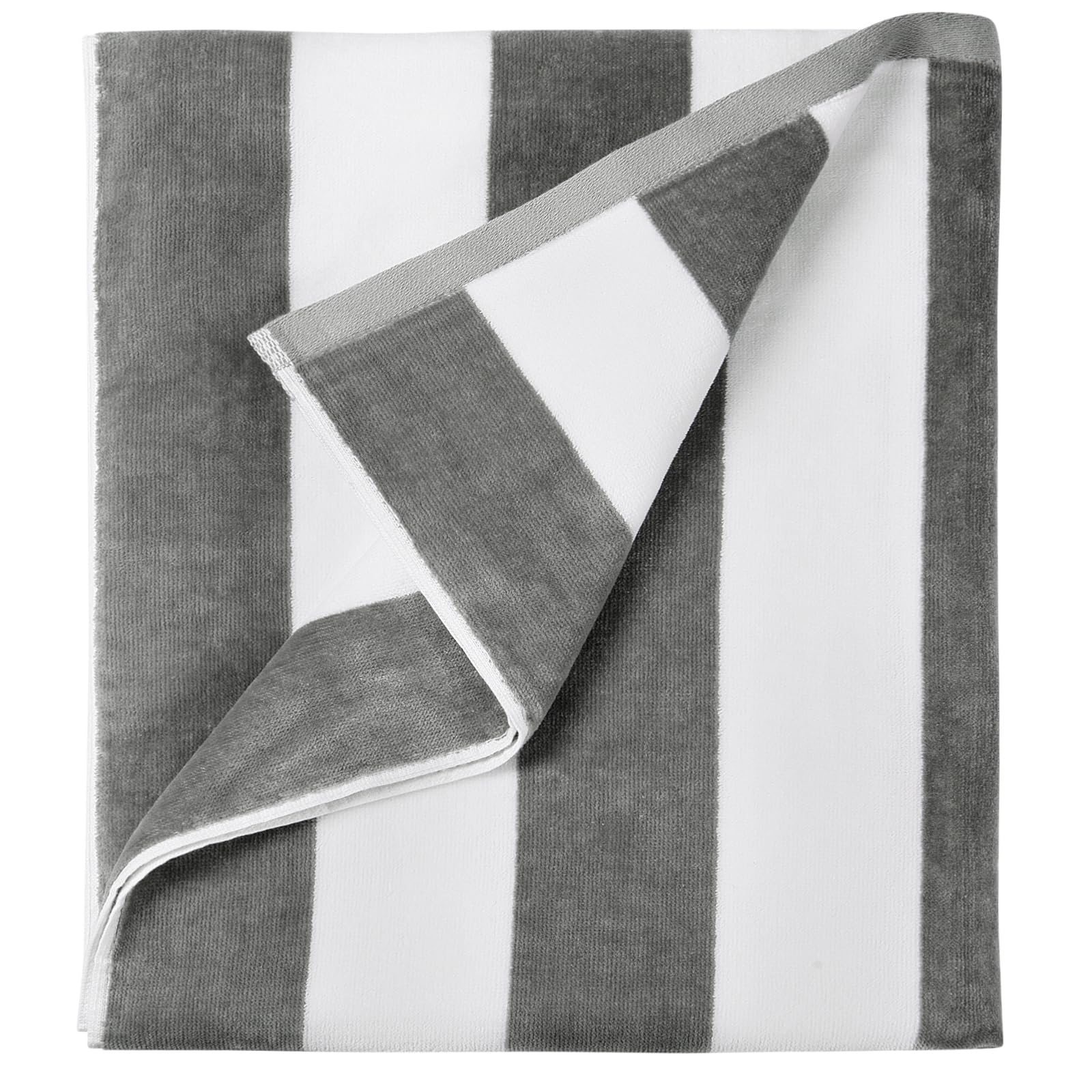 Luluhome Plush Oversized Beach Towel - Fluffy Cotton Thick 36 X 70 Inch Gray Striped Pool Towels, Large Summer Cabana Swimming T