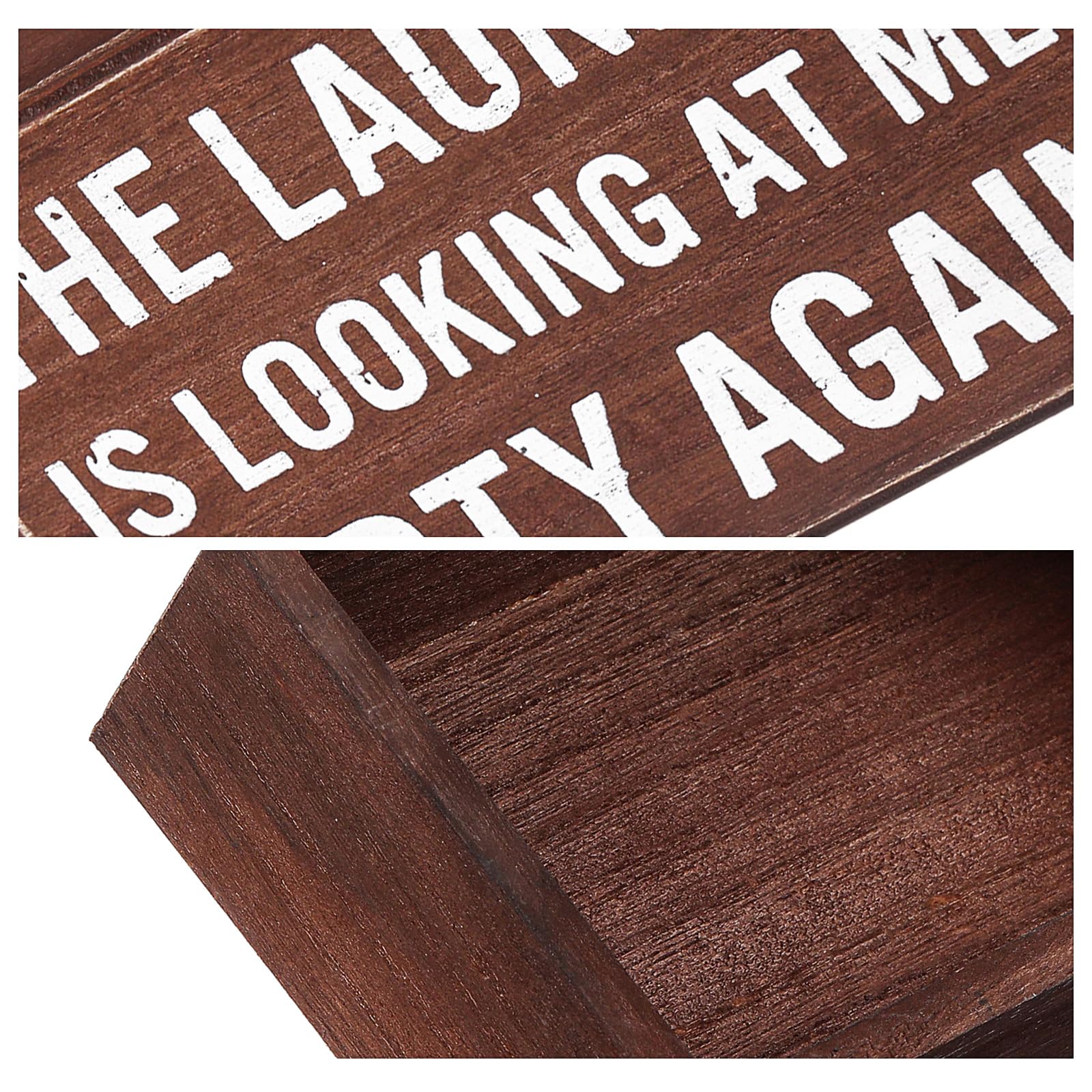 Jetec Farmhouse Laundry Room Decor Funny Room Box Signs Rustic The Laundry Is Looking at Me Dirty Again Wood Box Sign for Home B