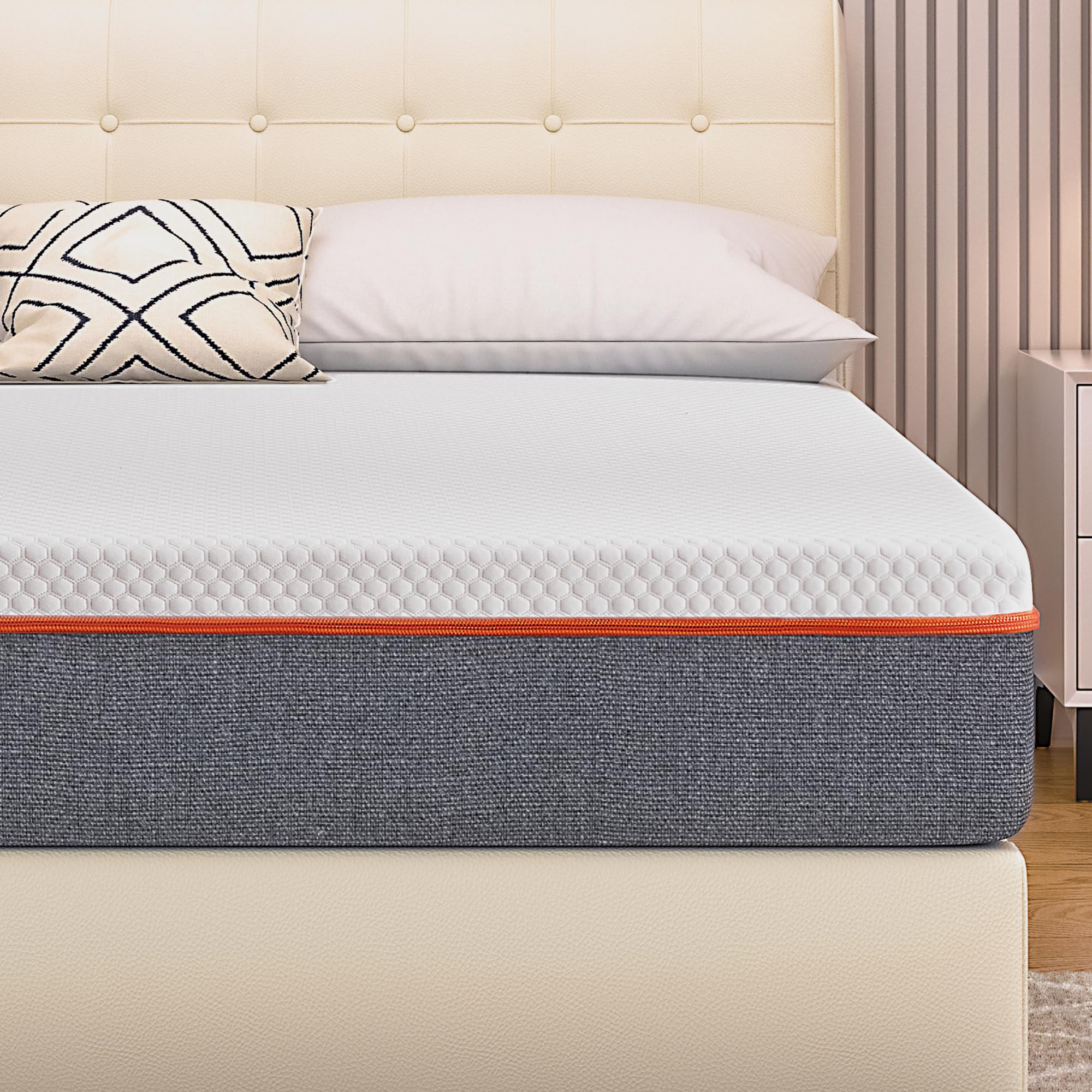 Vecelo Charcoal Infused Memory Foam Full Mattress 8 Inch, Medium Firm Full Size Bed Mattress With Washable Cover For Full Bed Fr