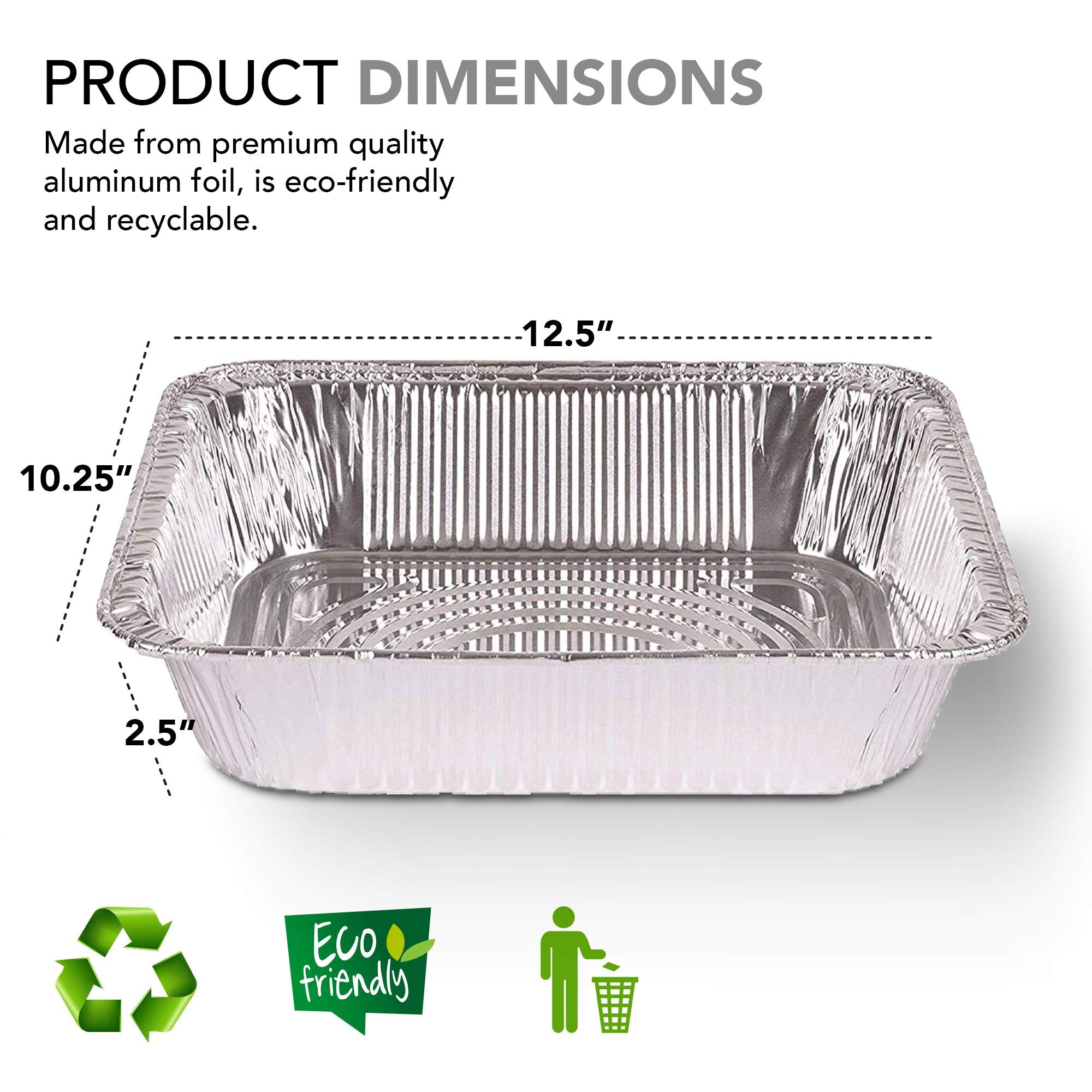 Stock Your Home 9X13 Aluminum Pans (20 Pack) - Disposable & Recyclable Foil Tray- Half Size Steam Table Deep Pans - Tin Foil Pan