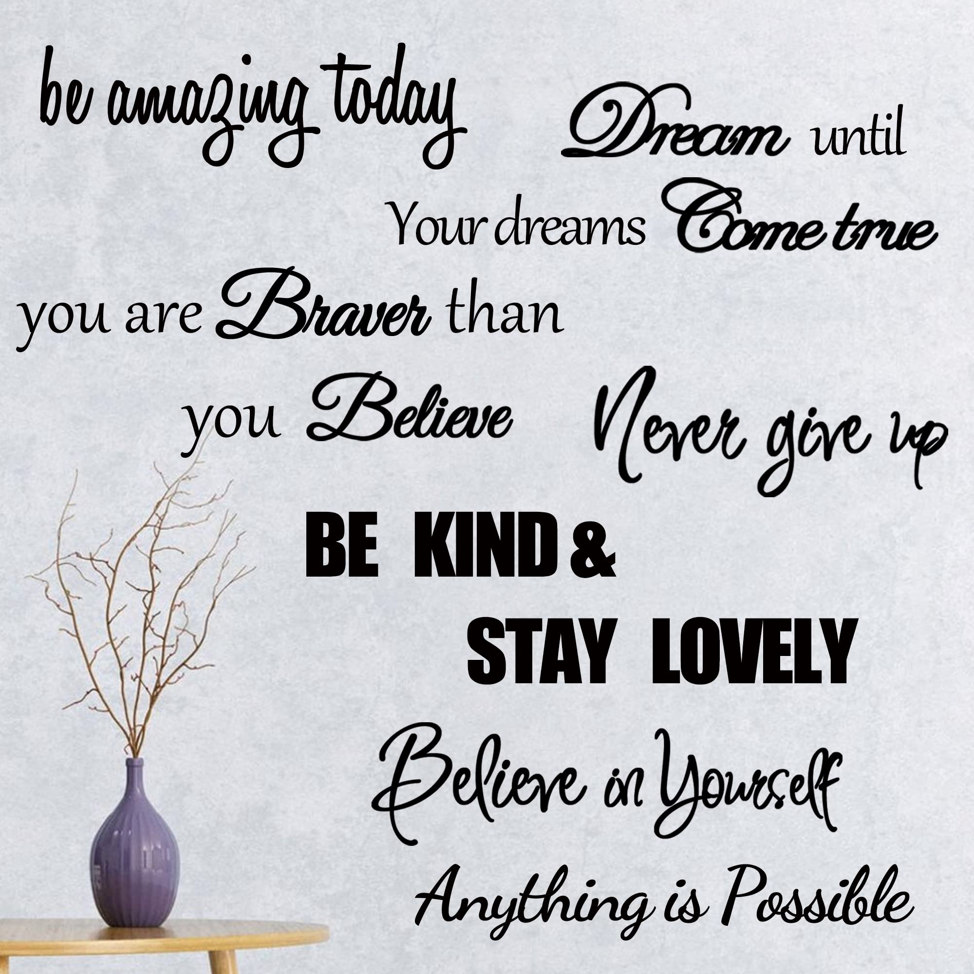 Inspirational Wall Decals Quotes Motivational Wall Stickers Vinyl Positive Word Wall Decals Spiritual Sayings Wall Lettering For