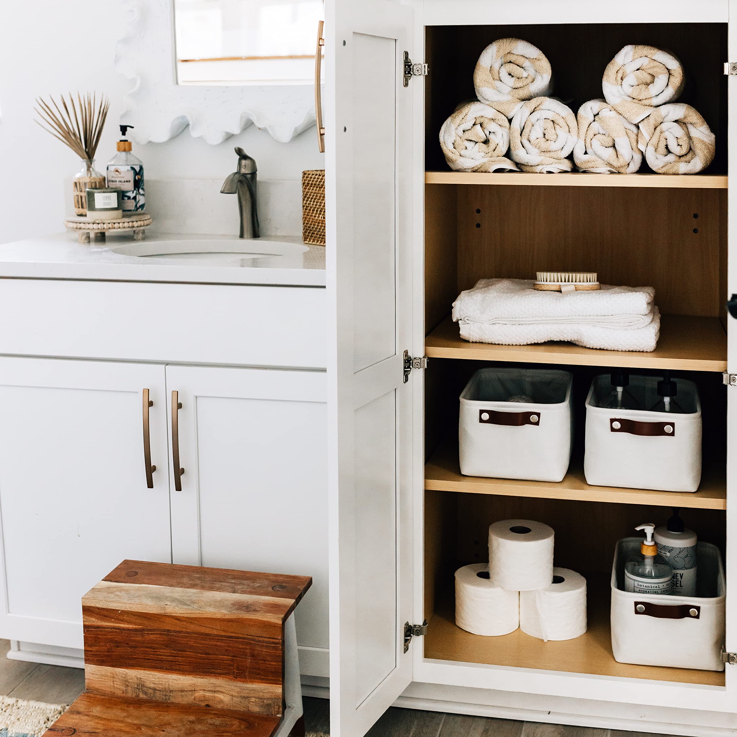 Organihaus Small Fabric Storage Baskets For Shelves 6 Pack, 12X8In Closet Storage Bins For Shelves, Cloth Baskets For Organizing