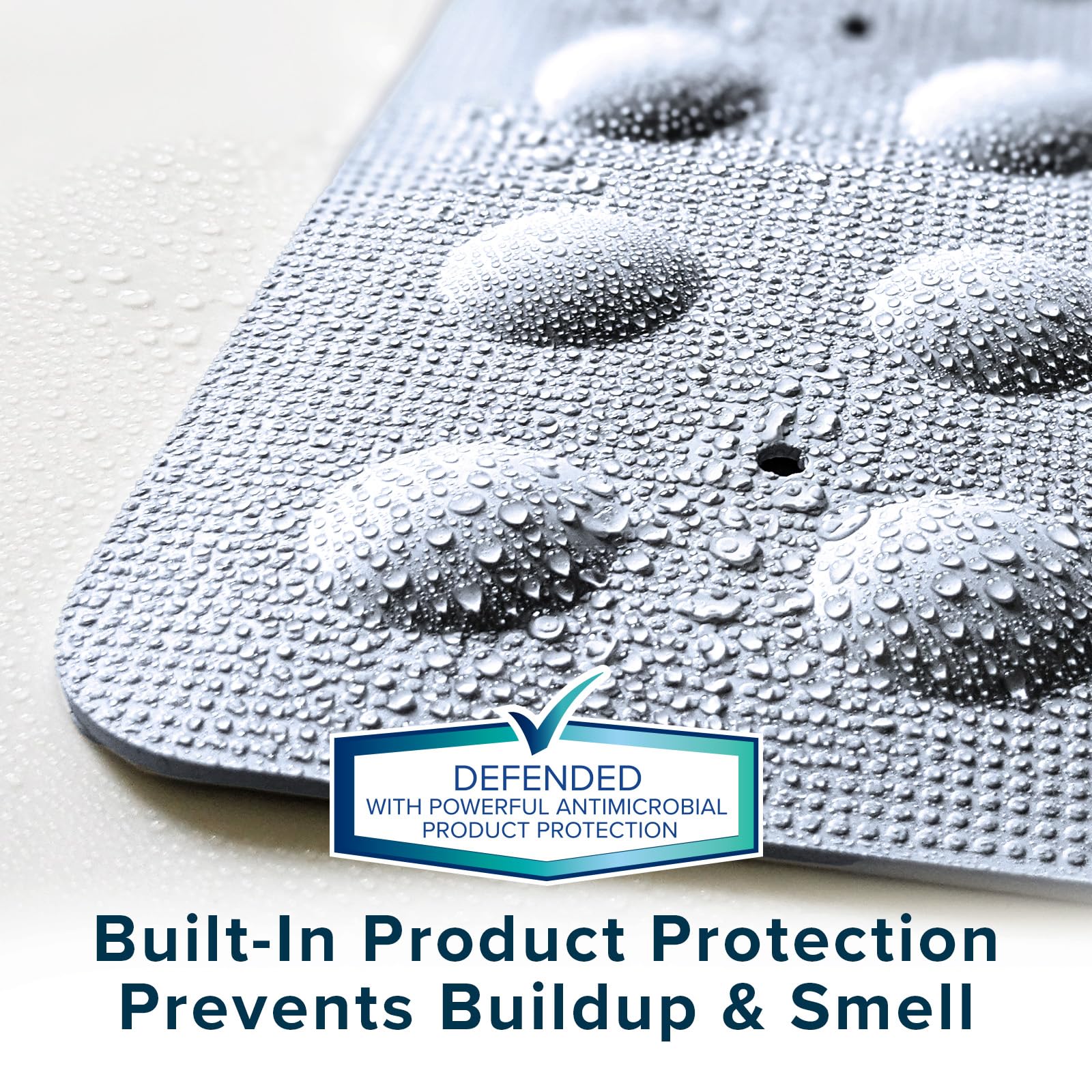 SlipX Solutions Microban-Infused Rubber Shower Mat  21'' x 21''  Anti-Slip Square Bath Mat w/ 140 Power Grip Suction Cups  Gray