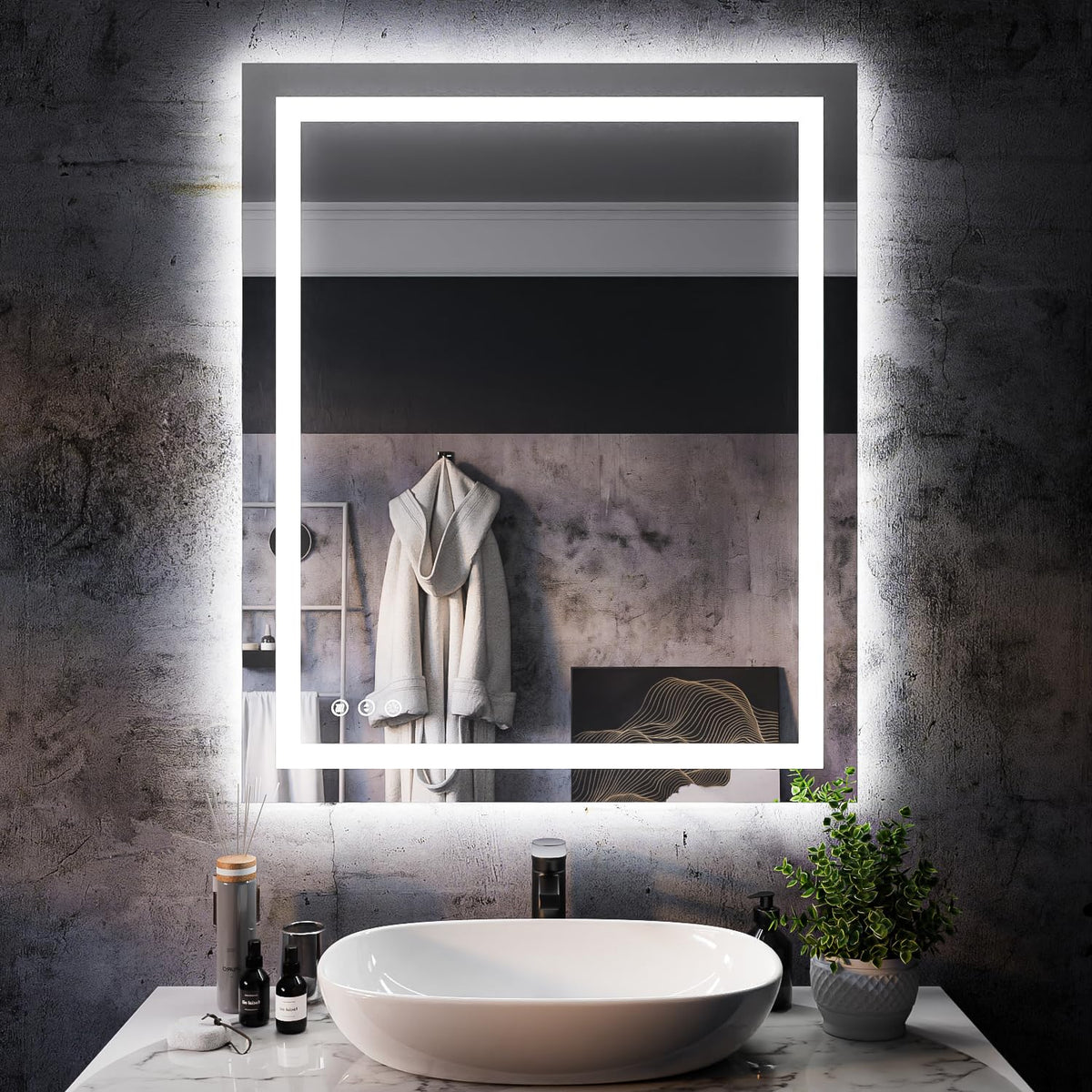 Iskm 30''X36'' Led Bathroom Mirror Led Mirror For Bathroom With Front And Backlit Dimmable Illuminated Mirror For Wall Anti-Fog