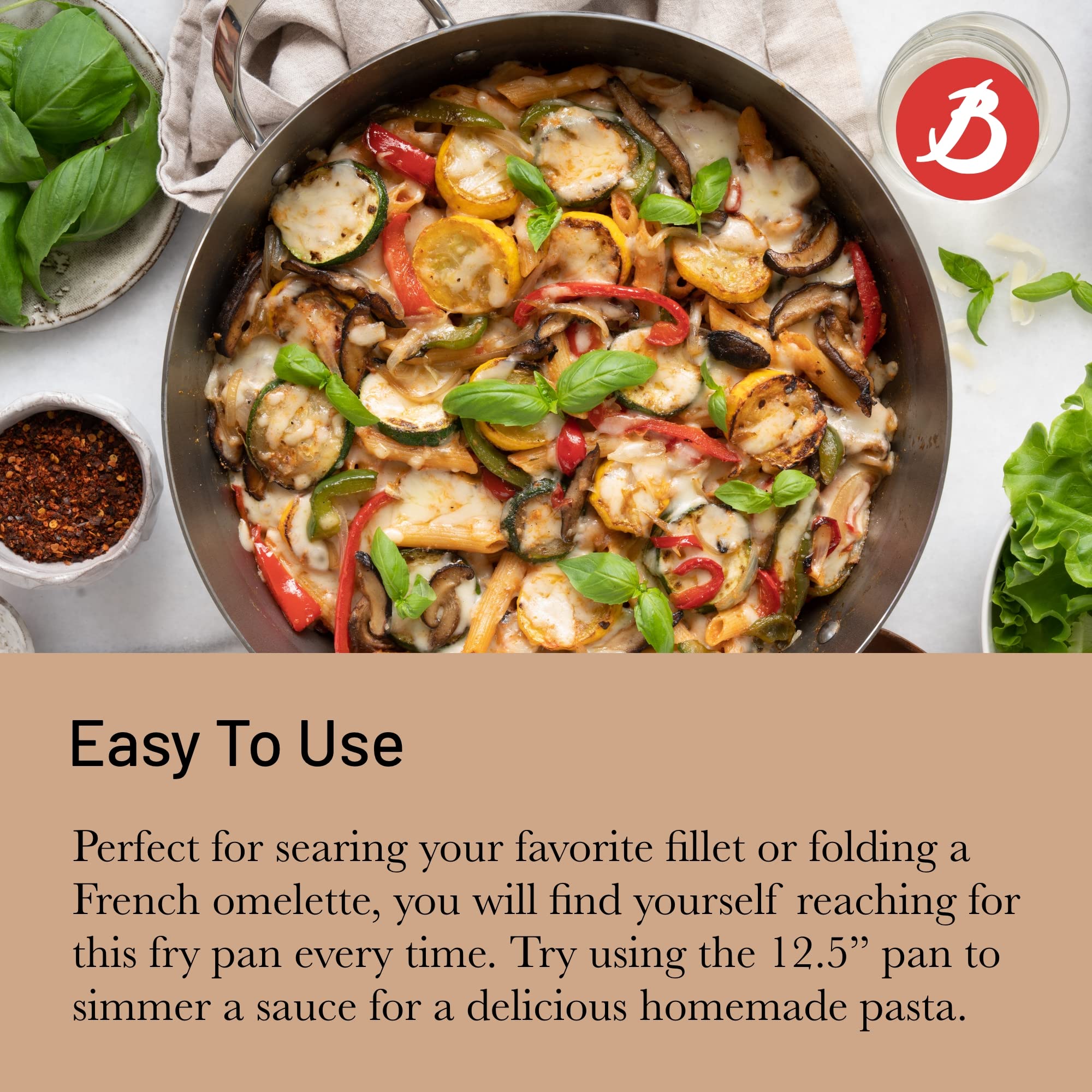De Buyer Mineral B Carbon Steel Fry Pan - 12.5    - Ideal For Searing, Sauteing & Reheating - Naturally Nonstick - Made In Franc