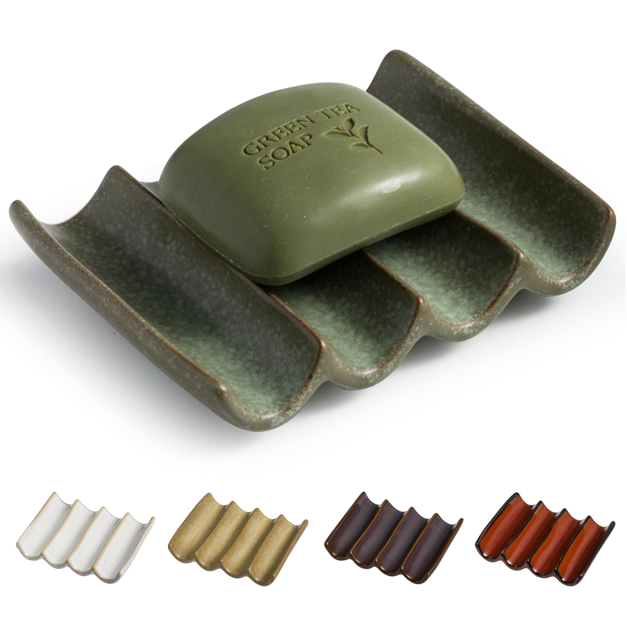 Cormomu Draining Soap Dish For Shower, Bar Soap Holder For Bathroom, Soap Saver, Japanese Soap Tray, Soap Stand, Ceramic Soap Di