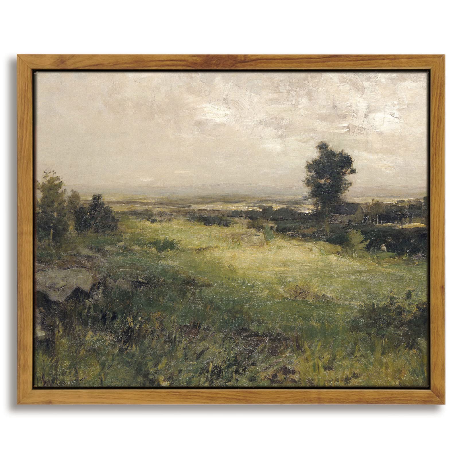 Insimsea Framed Canvas Wall Art Vintage Decor, The Vast Grassland Wall Art Room Decor, Classical Scenery Oil Painting Wall Decor