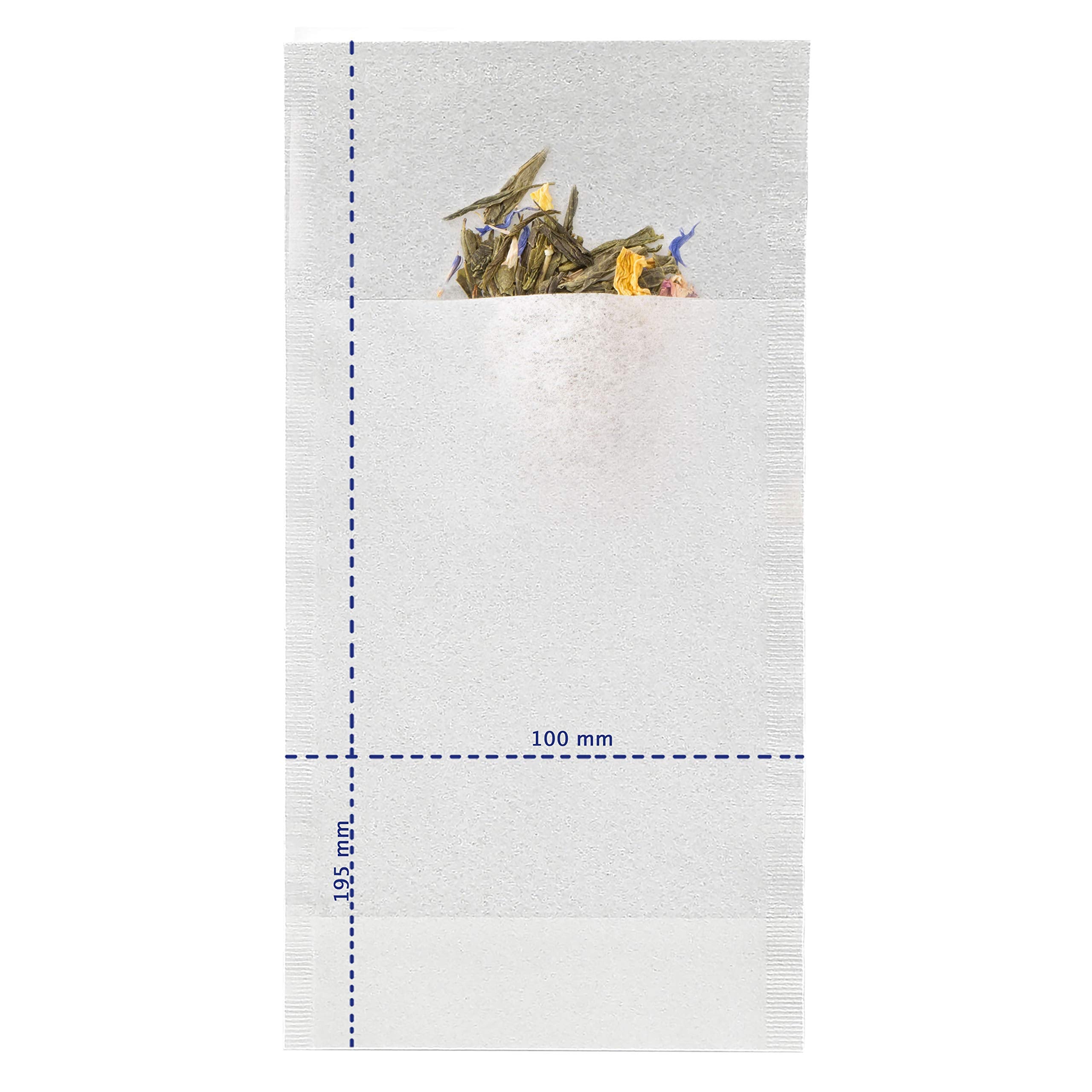 Finum Disposable Paper Tea Filter Bags For Loose Tea, White, Extra Large, 60 Count