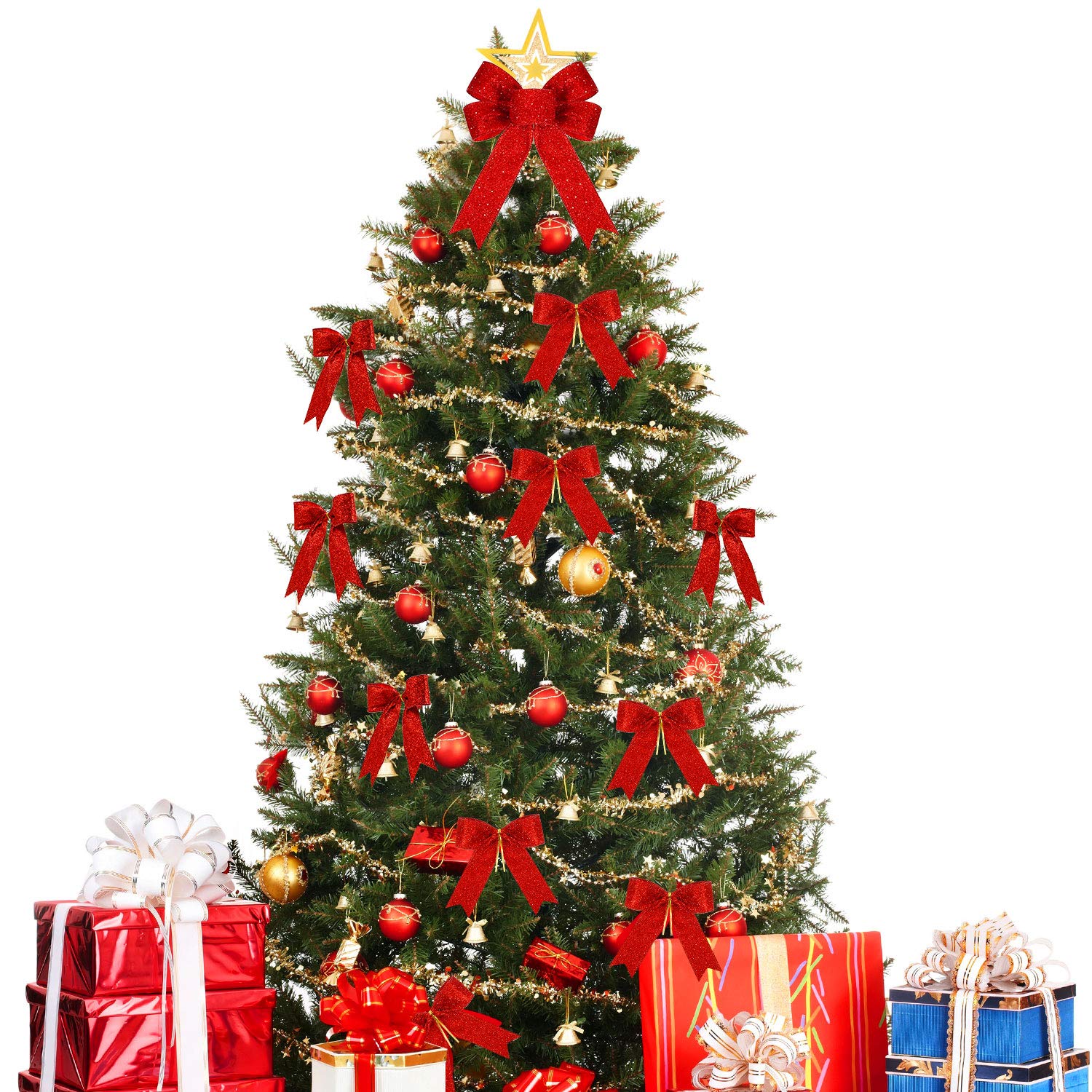 Sumind 36 Pieces Glitter Bow Tie Ribbon Twist Tie Bows for Treat Bags Gift Wrapping Basket Wedding Shower Birthday Valentines D