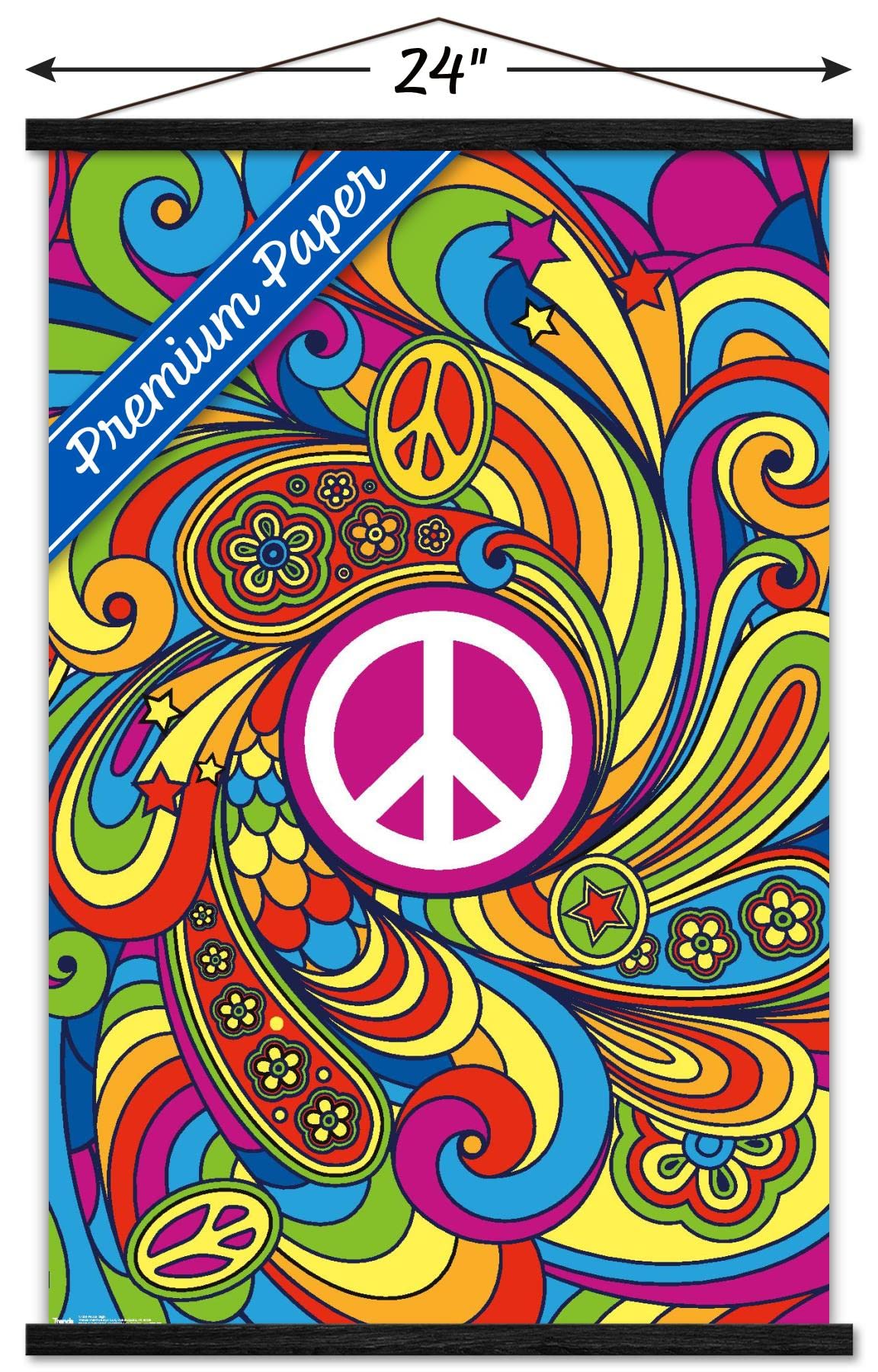 Trends International Peace Sign Wall Poster, 22.375'' X 34'', Premium Print And Black Hanger Bundle